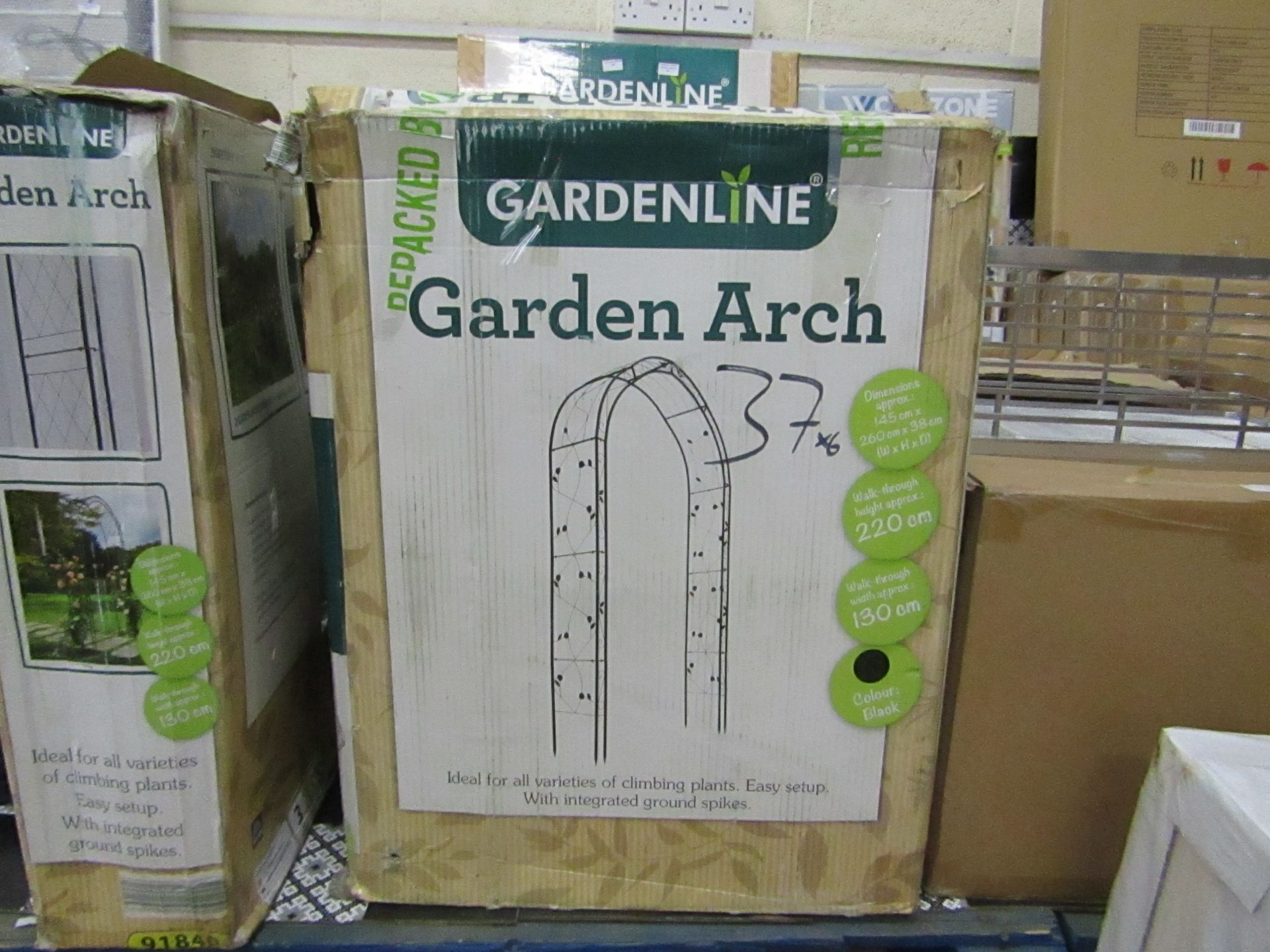 2x Gardenline - Garden Arch - Black - Unchecked & Boxed. - Please See Image For Design.