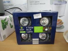 Garden Bright - Solar Powered Set Of 4 Solar Rock Lights - Unchecked & Boxed.