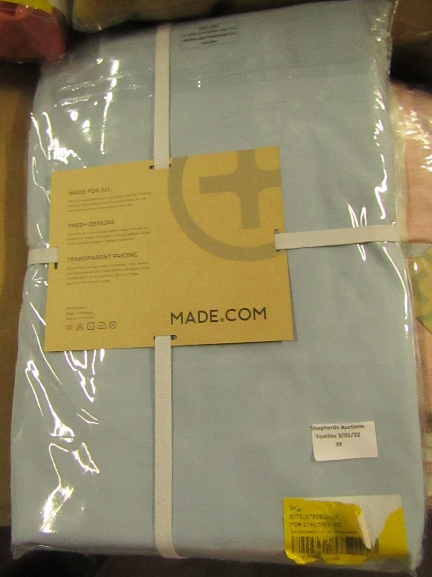 1 x Made.com Solar Cotton Reversible Duvet Cover + 1 Pillowcase Double Midnight Blue UK RRP £39