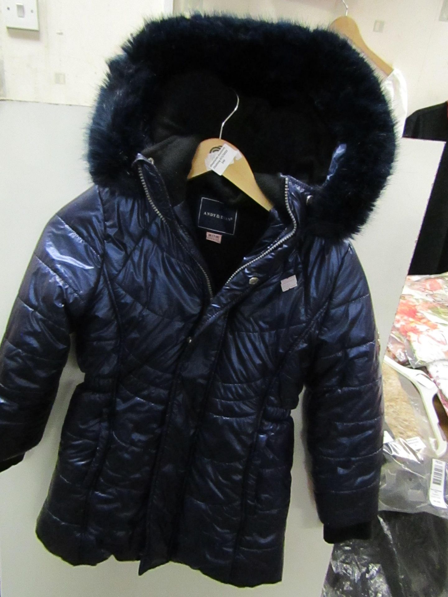 Andy & Evan Childs Coat Aged 7-8 yrs Blue ( Has Small Rip Near Hood Which Could Easily Be Fixed )