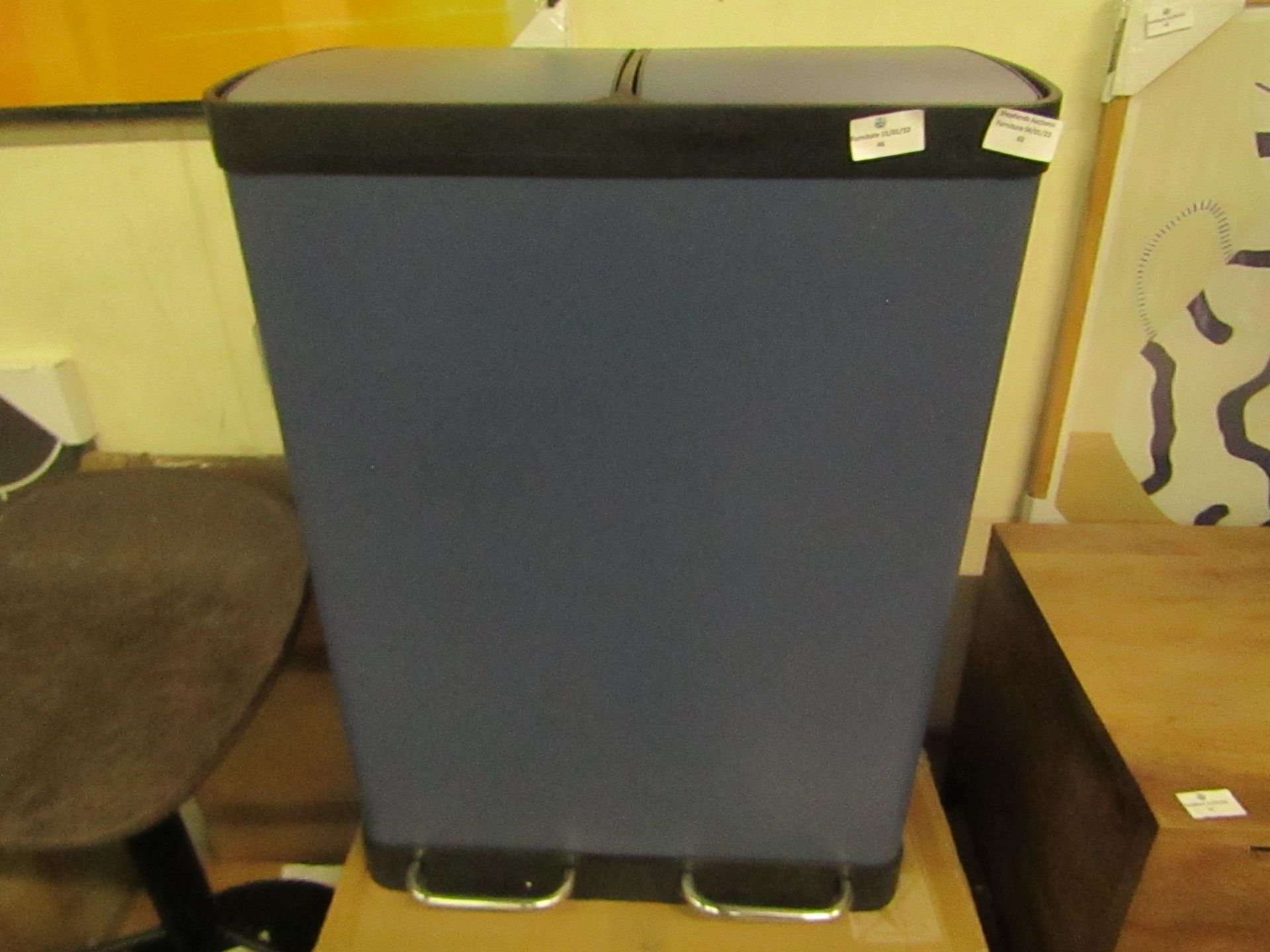 1 x Made.com Colter Soft Close Double Recycling Pedal Bin 2 x 30L Midnight Navy RRP £79 SKU MAD-