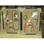 1 x Made.com Dan Hobday 'Abstract Faces' Set of 2 Framed Prints A2 RRP £139 SKU MAD-AP-