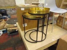 1 x Cox & Cox Two Brass Topped Nesting Tables RRP £275.00 SKU COX-1220697 TOTAL RRP £275 This lot is