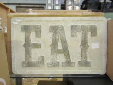 1 x Cox & Cox Distressed Metal Eat Sign RRP £95.00 SKU COX-1126810 TOTAL RRP £95 This lot is a