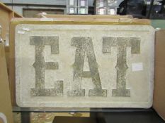 1 x Cox & Cox Distressed Metal Eat Sign RRP £95.00 SKU COX-1126810 TOTAL RRP £95 This lot is a