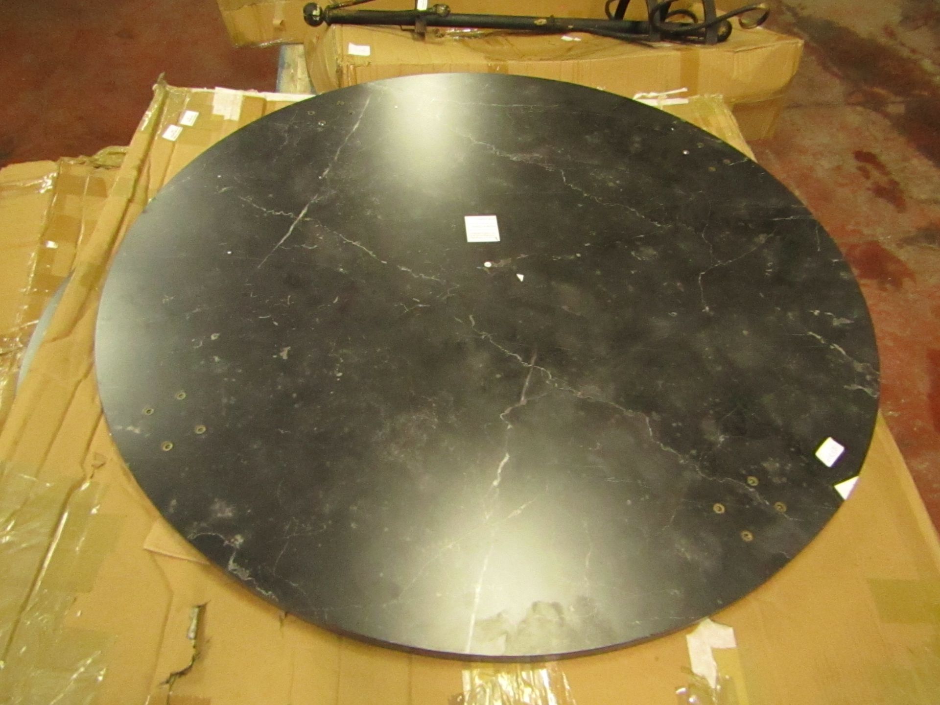 | 1X | MADE.COM AMBLE 4 SEAT ROUND DINING TABLE | BLACK MARBLE EFFECT & BLACK | UNCHECKED | RRP £- |