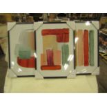 1 x Made.com Abstract by Rebecca Hoyes Set of 3 Framed Wall Art Prints A2 Mustard & Tan RRP £195 SKU