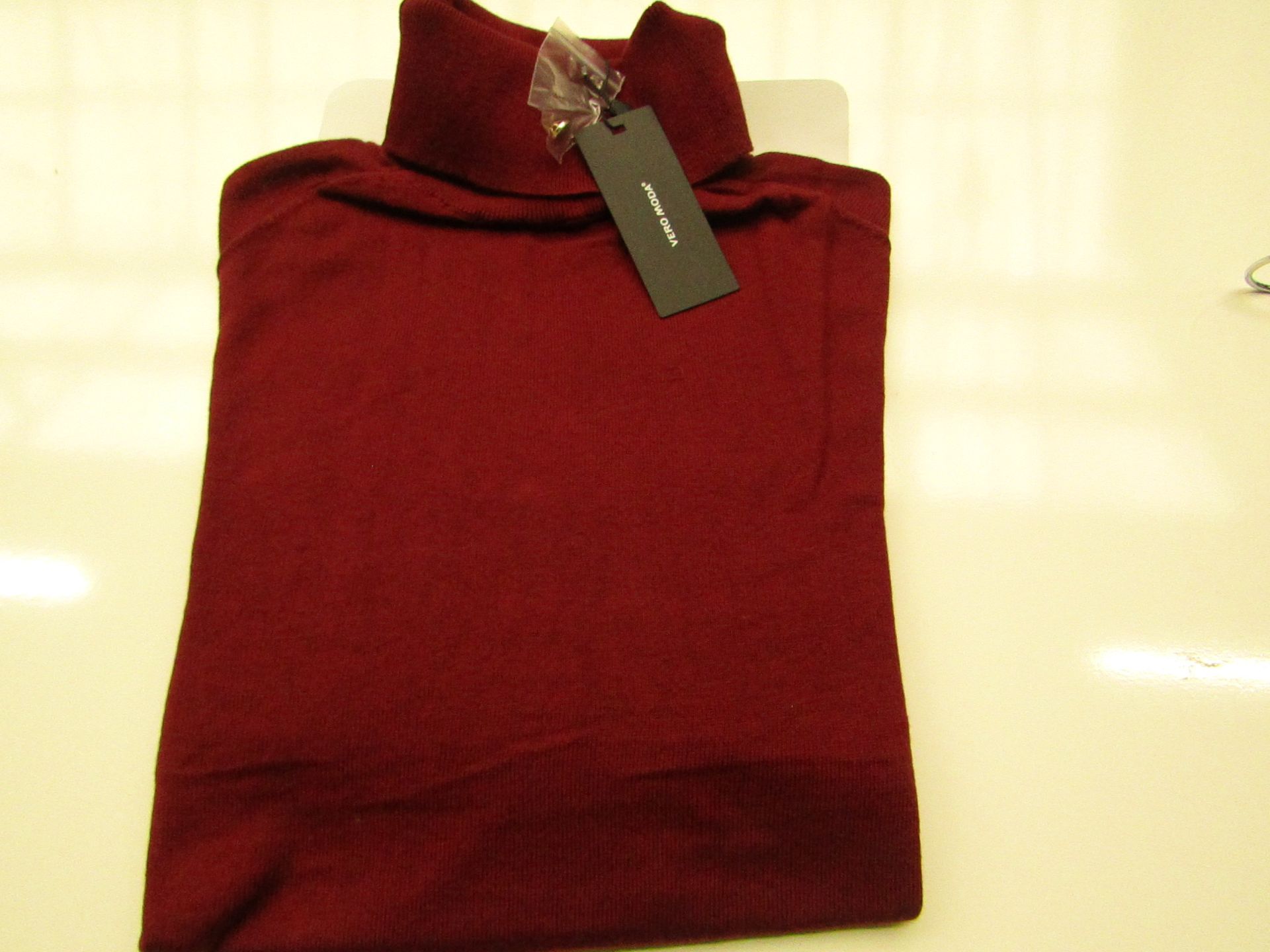 Vero Moda Ladies Rolled Neck Jumper Burgundy Size M New & Packaged