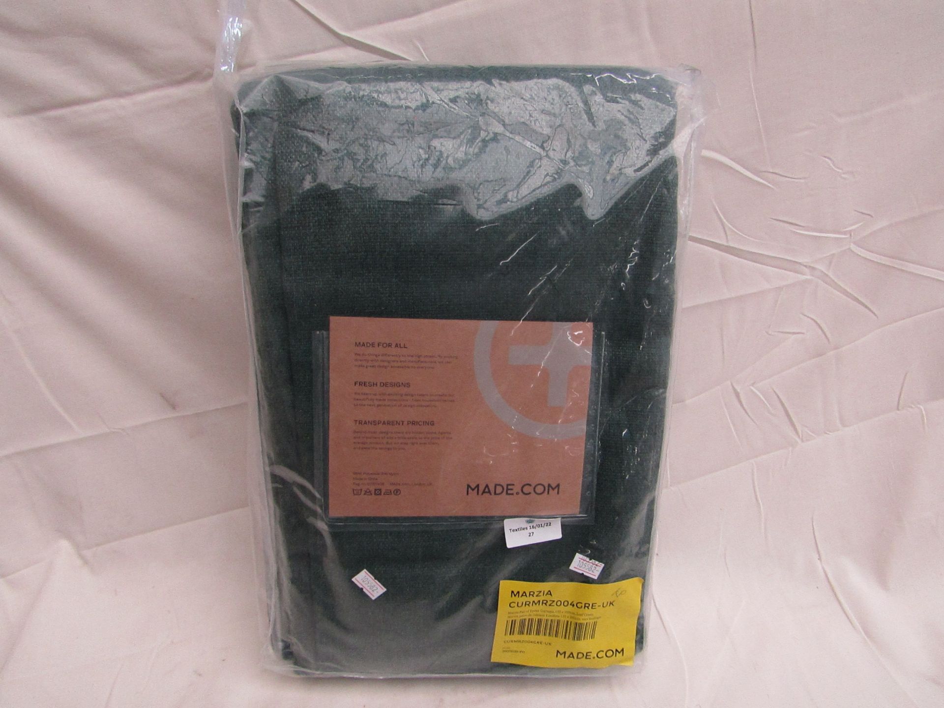 | 1X | MADE.COM PAIR OF EYELET CURTAINS, 135 X 260CM, LEAF GREEN | UNCHECKED & PACKAGED |