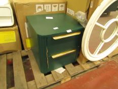 | 1X | MADE.COM EBRO BEDSIDE TABLE | FORREST GREEN & BRASS | GOOD CONDITION & BOXED | RRP £229 |