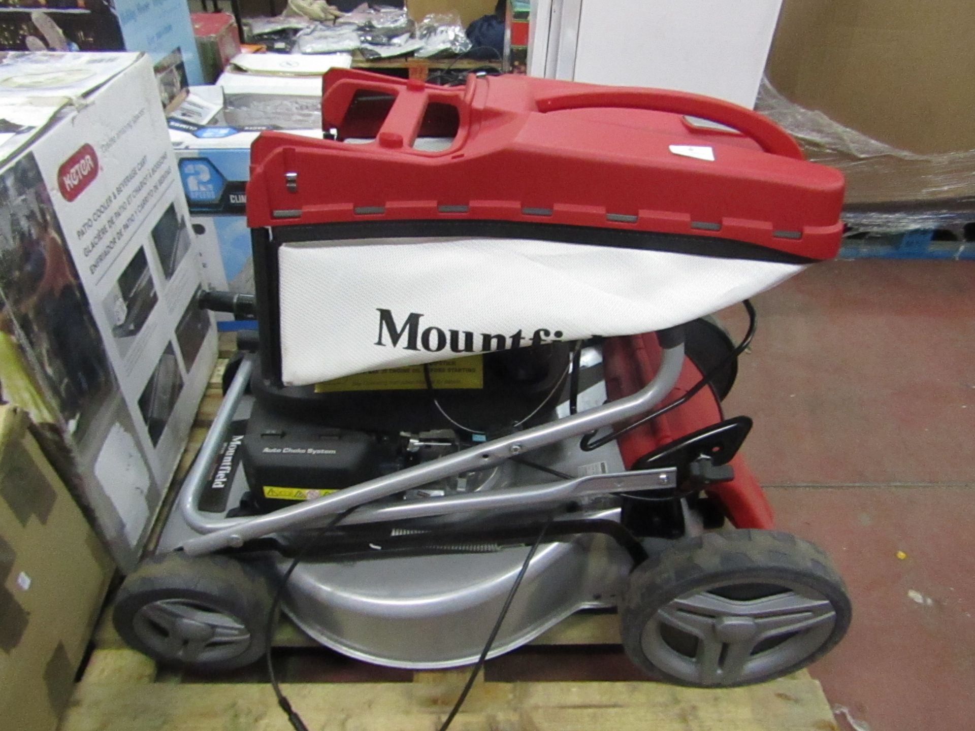 Mountfield 534ws petrol lawn mower with grass collection bag, unchekced due to needing petrol