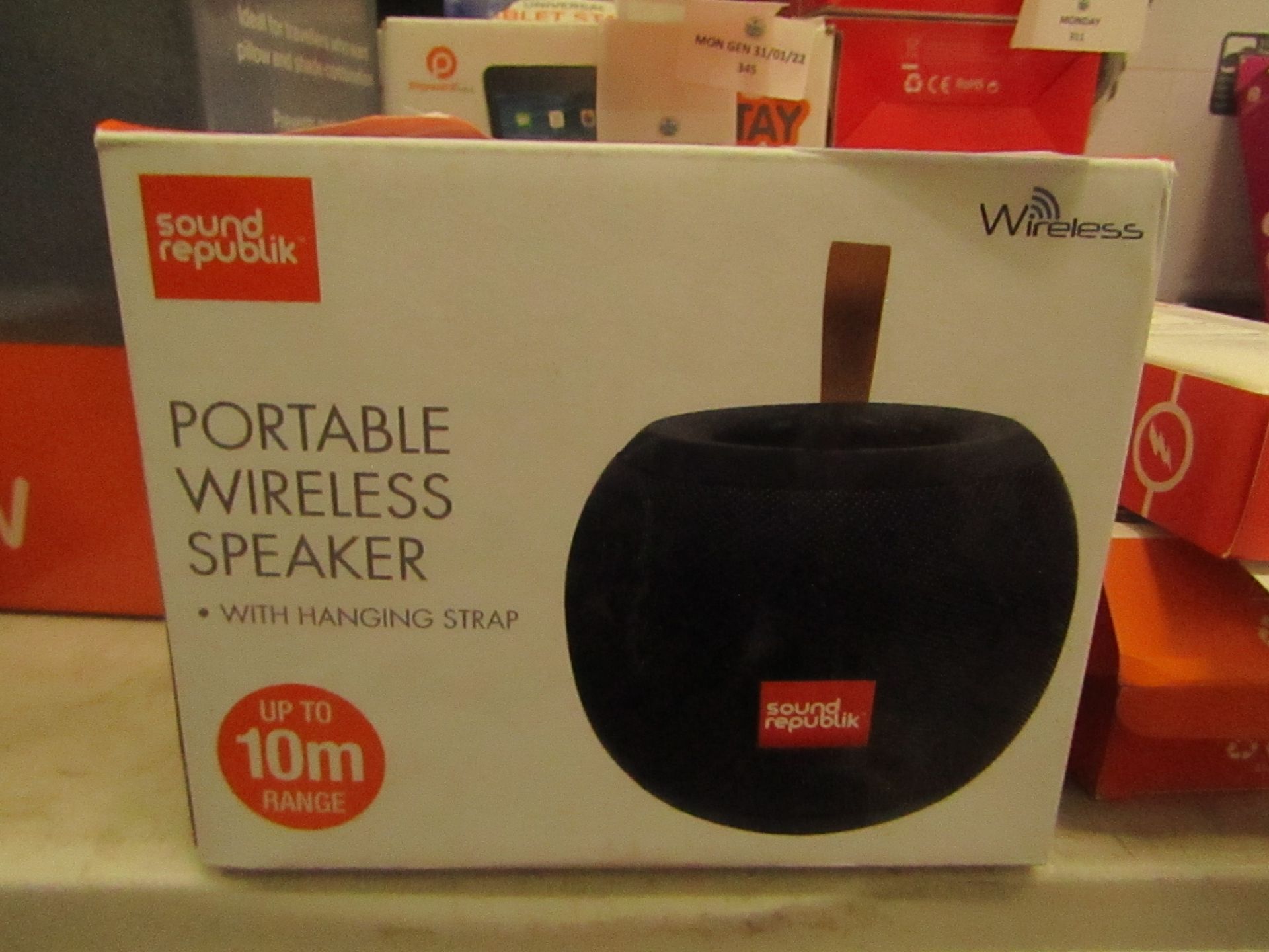 Sound Republik - Wireless Portable Speaker with Hanging Strap - Untested & Boxed.