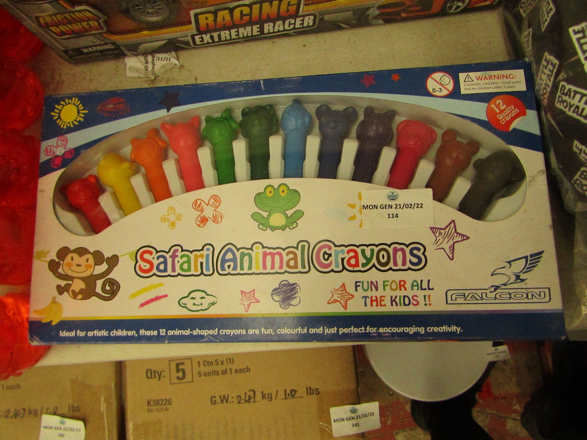 Falcon - Set of 12 Safari Animal Crayons - New & Boxed.