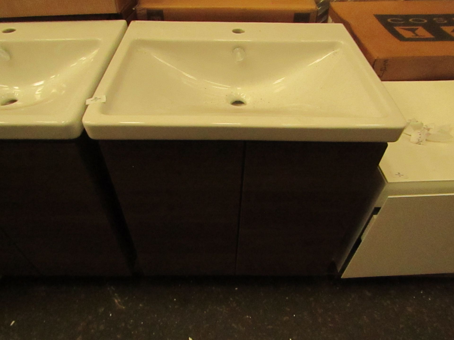 Vitra - 600mm Basin With Vanity Unit - Textured Brown - Good Condition & Boxed.