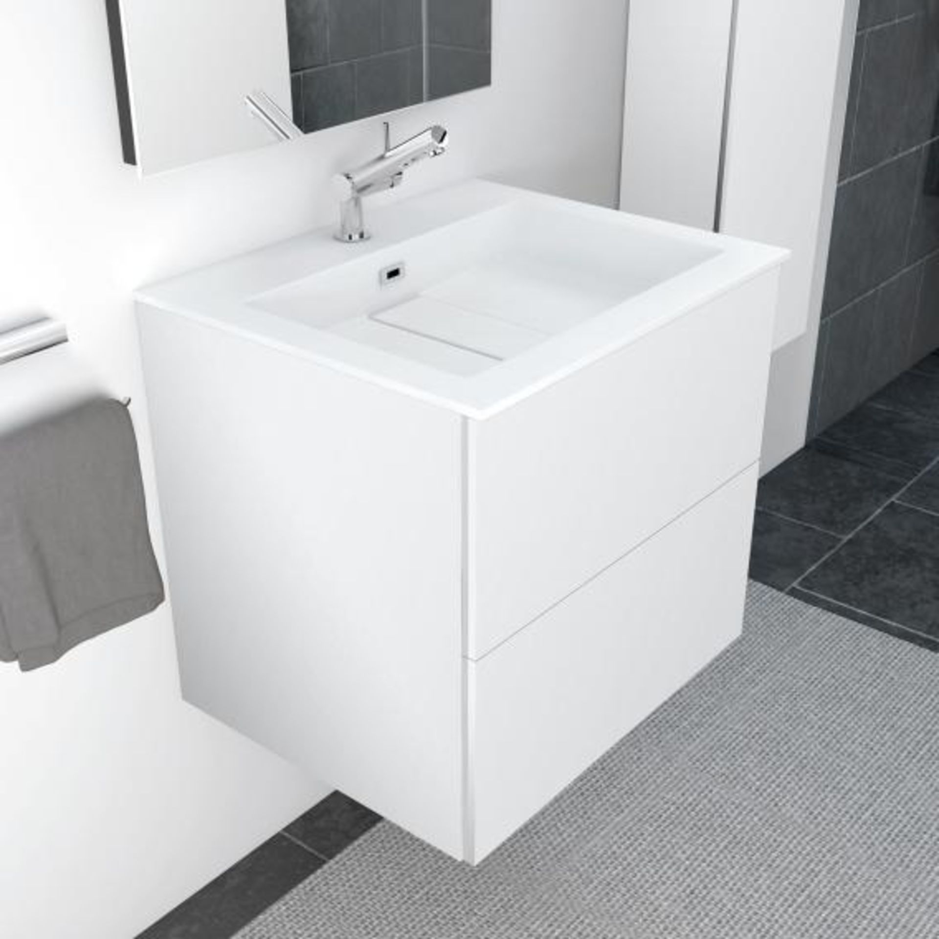 Cosmic - 1-TH Basin With Matte White Vanity Unit ( 600mm ) - New & Unboxed & Displayed.