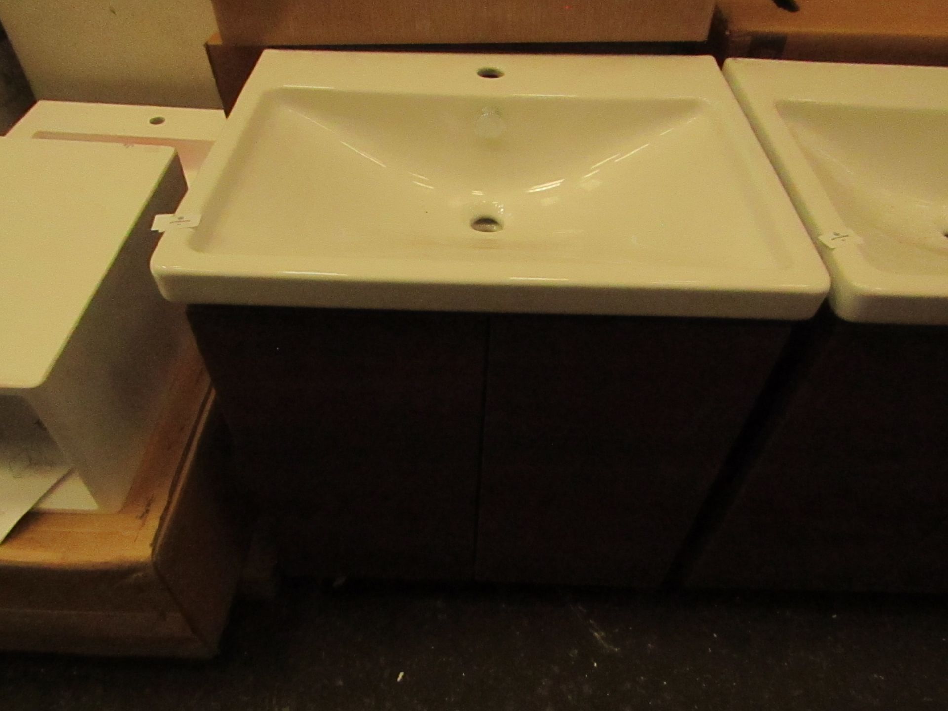 Vitra - 600mm Basin With Vanity Unit - Textured Brown - Good Condition & Boxed.
