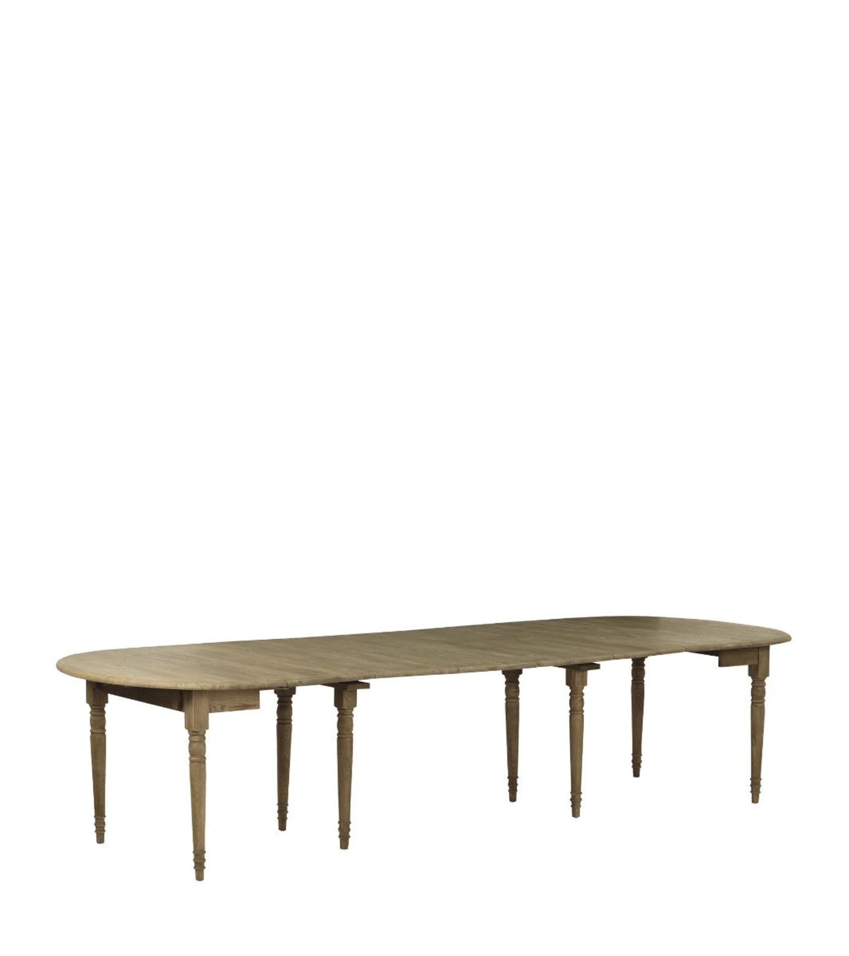 OKA Petworth Extending Dining TableElegant turned legs and a rustic "weathered" oak finish make