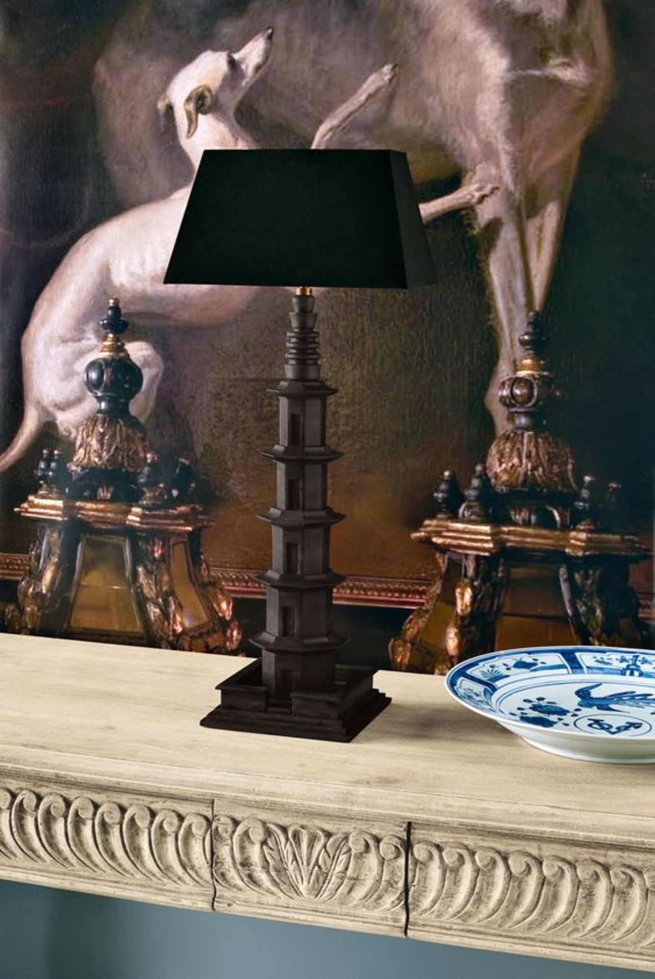 Oka Liaodi LampInspired by a beautiful octagonal Chinese pagoda - down to the carved doors and