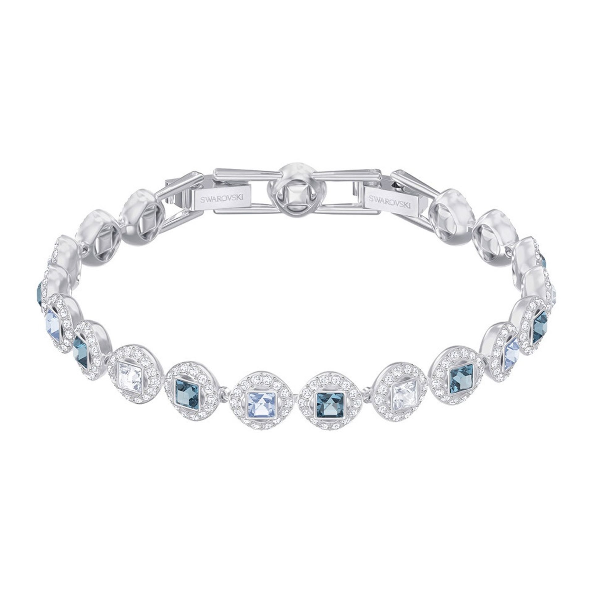 Swarovski 5289514 Angelic Square, Blue, Rhodium plated bracelet, new in presentation box and gift