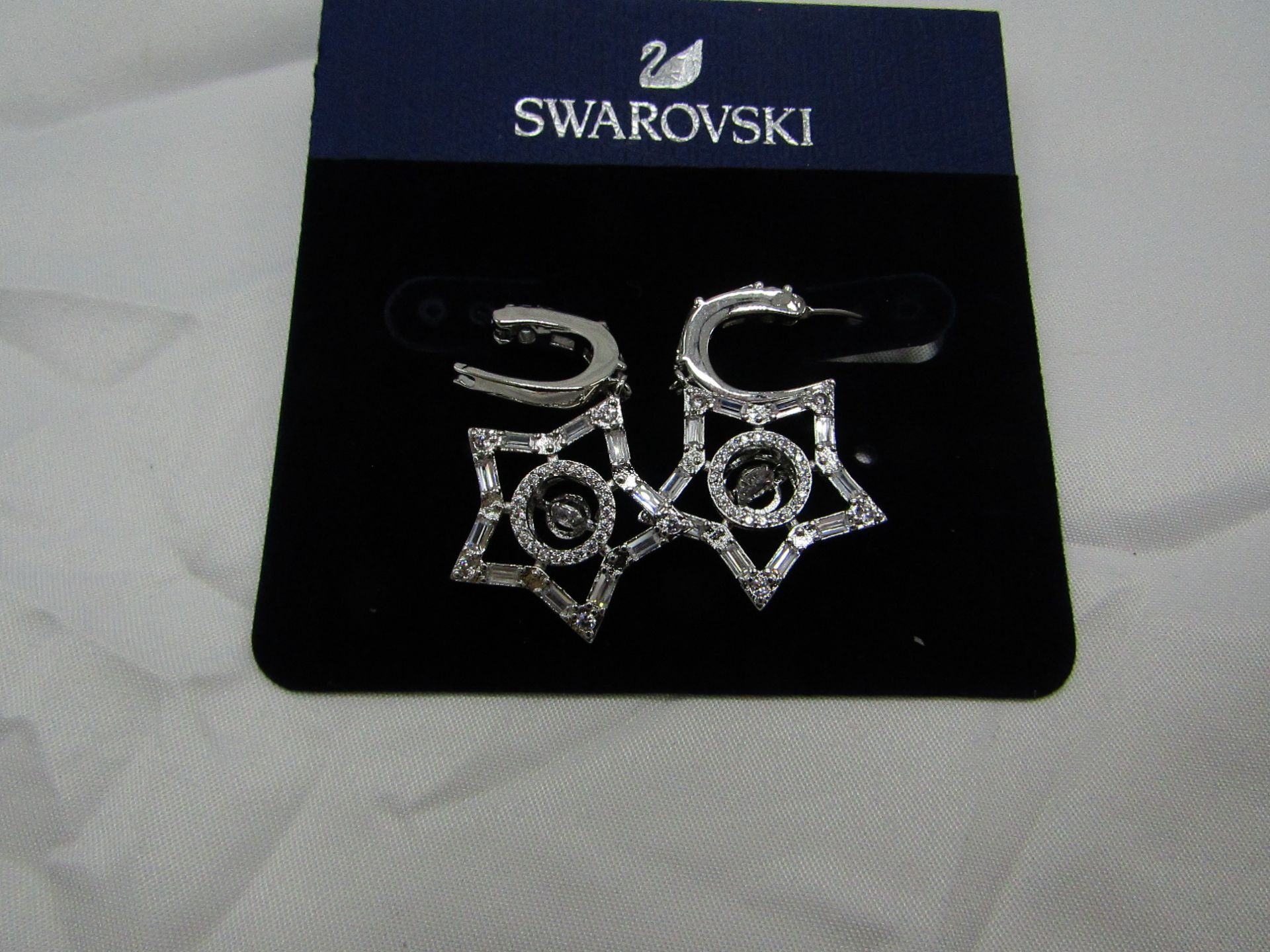 Swarovski 5617767 Silver Coloured Stella Star Cubic Zirconia Drop Earrings, new in presentation - Image 2 of 2