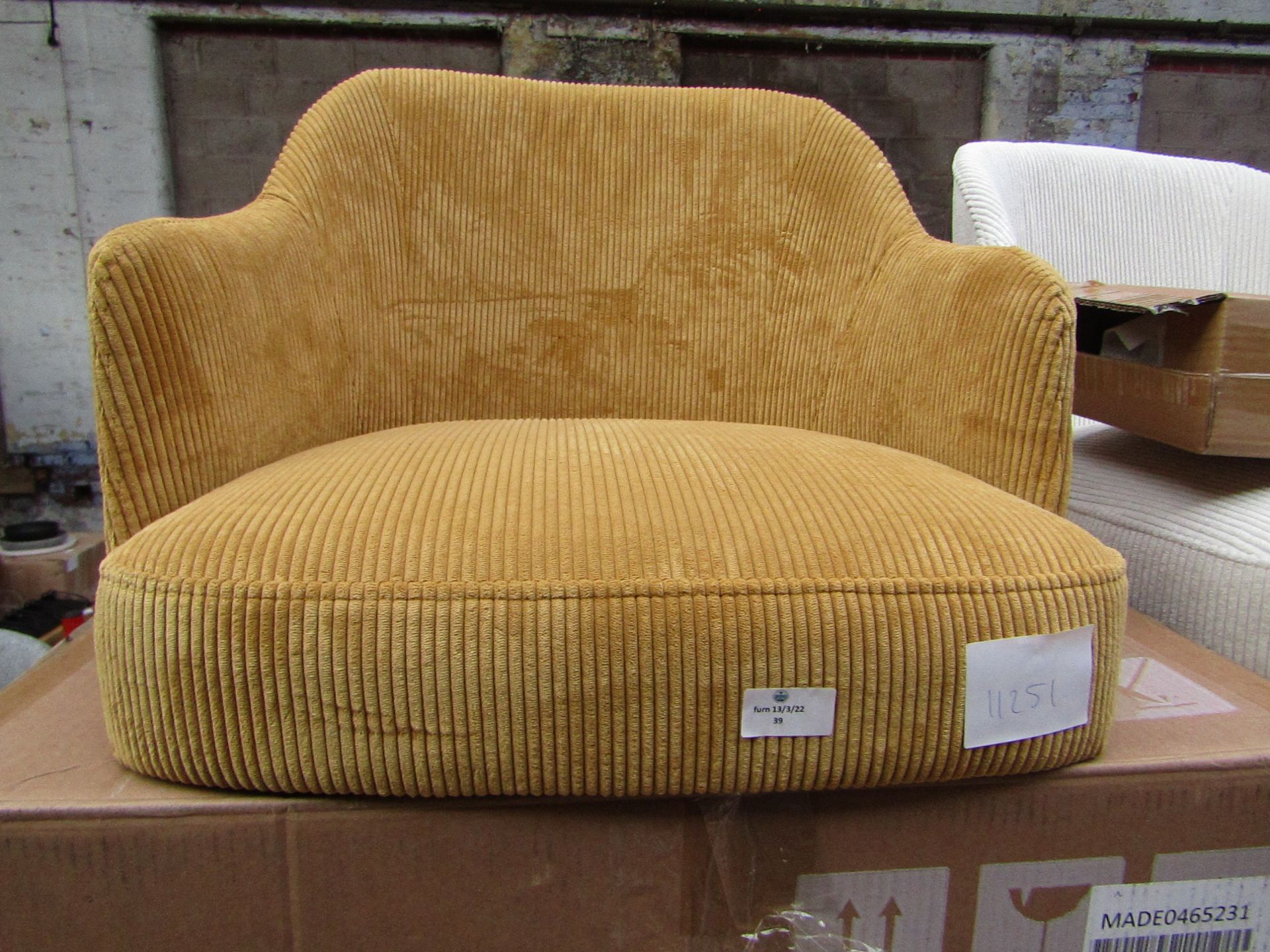 1 x Made.com Swinton Office Chair Mustard Corduroy Velvet with Black Legs RRP £225.00 SKU MAD-