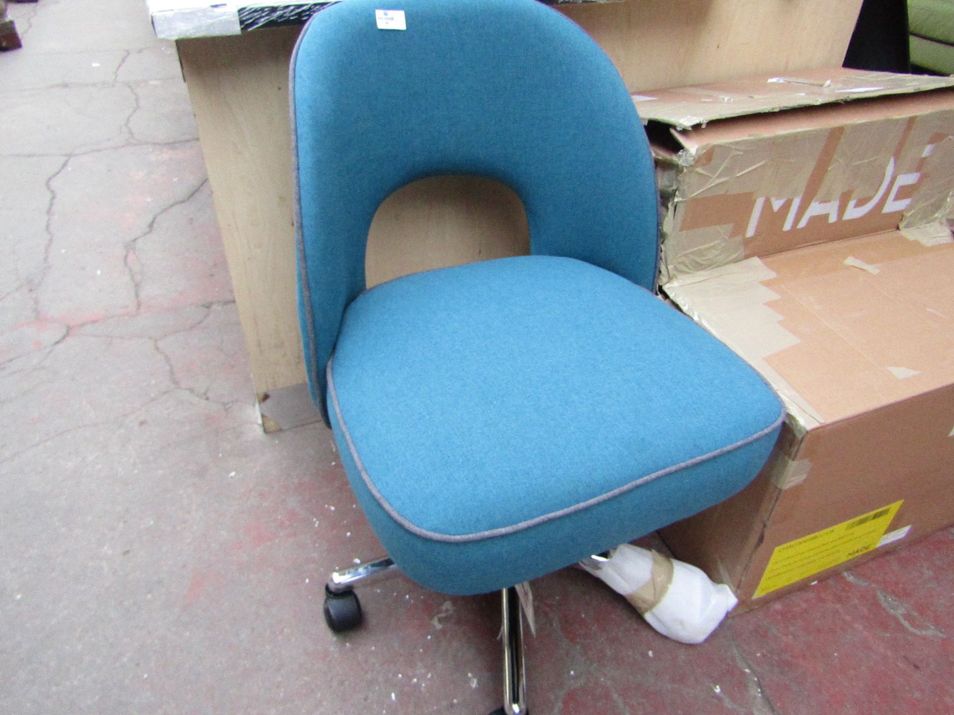 1 x Made.com Lloyd Office Chair Mineral blue and Marl Grey RRP £169 SKU MAD-CHALO003BLU-UK TOTAL RRP