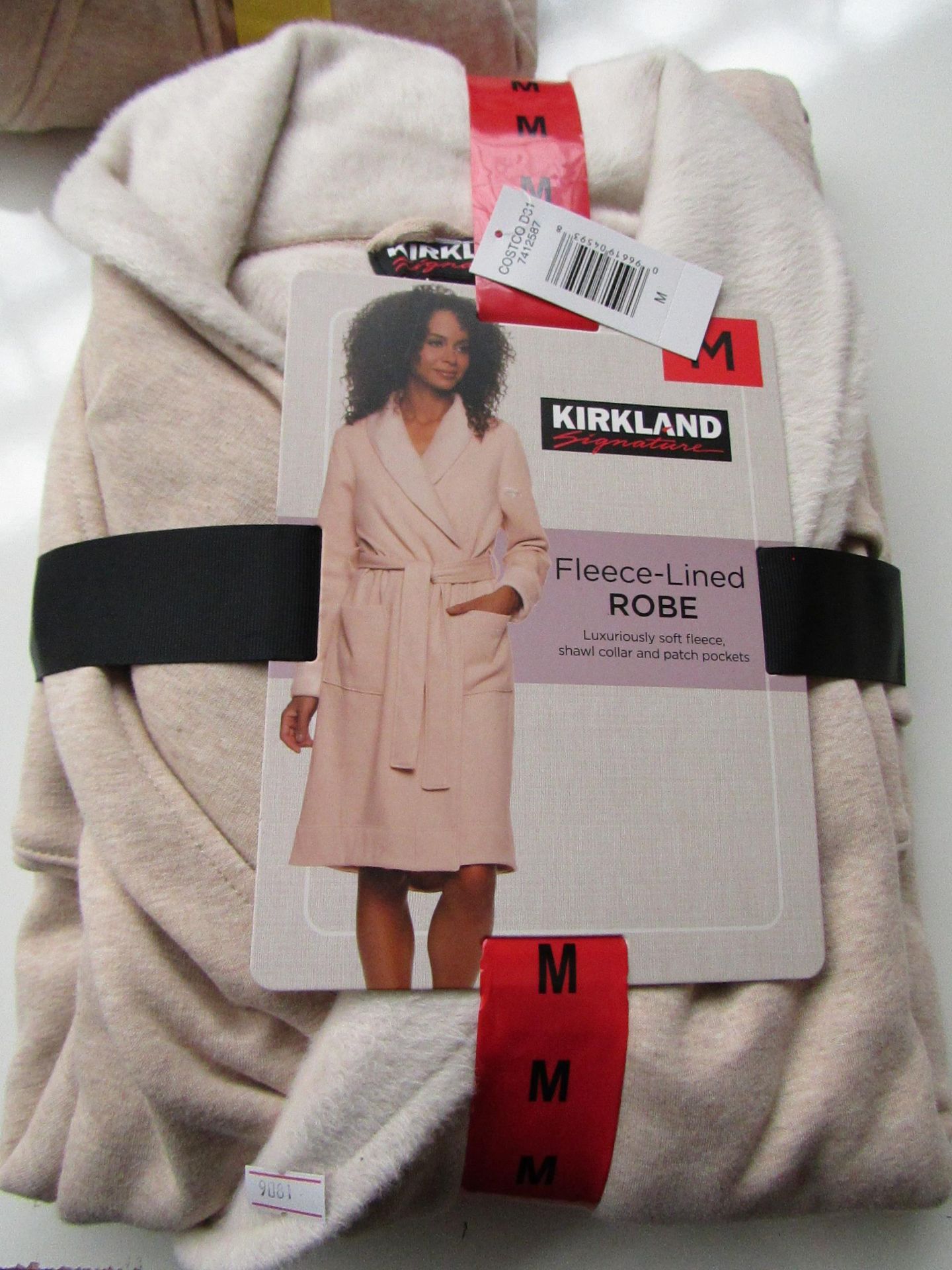 Kirkland Signature Fleece Lined Robe Beige Size M New & Packaged