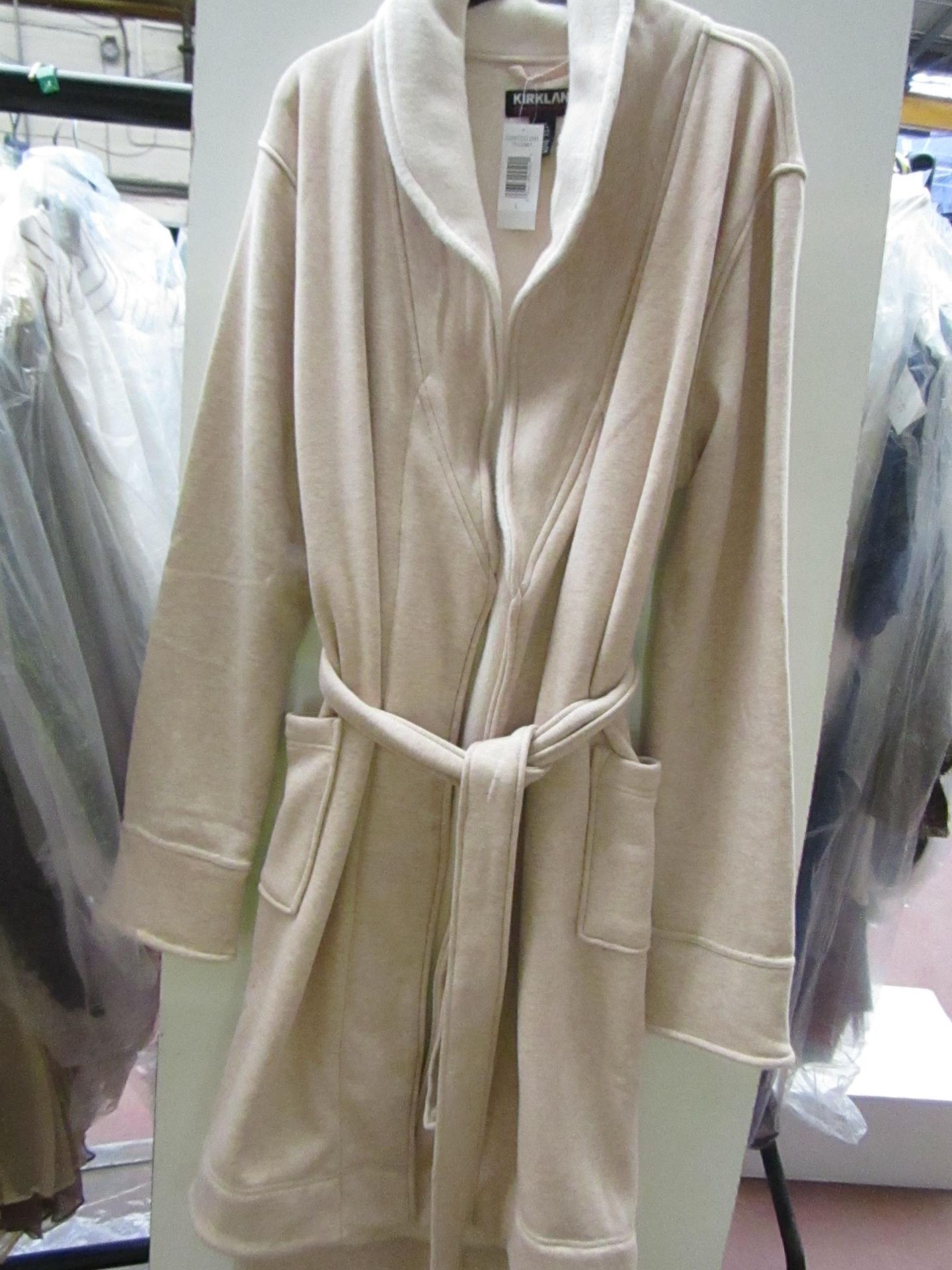 Kirkland Signature Ladies Fleecy Lined Robe Beige Size M New With Tags