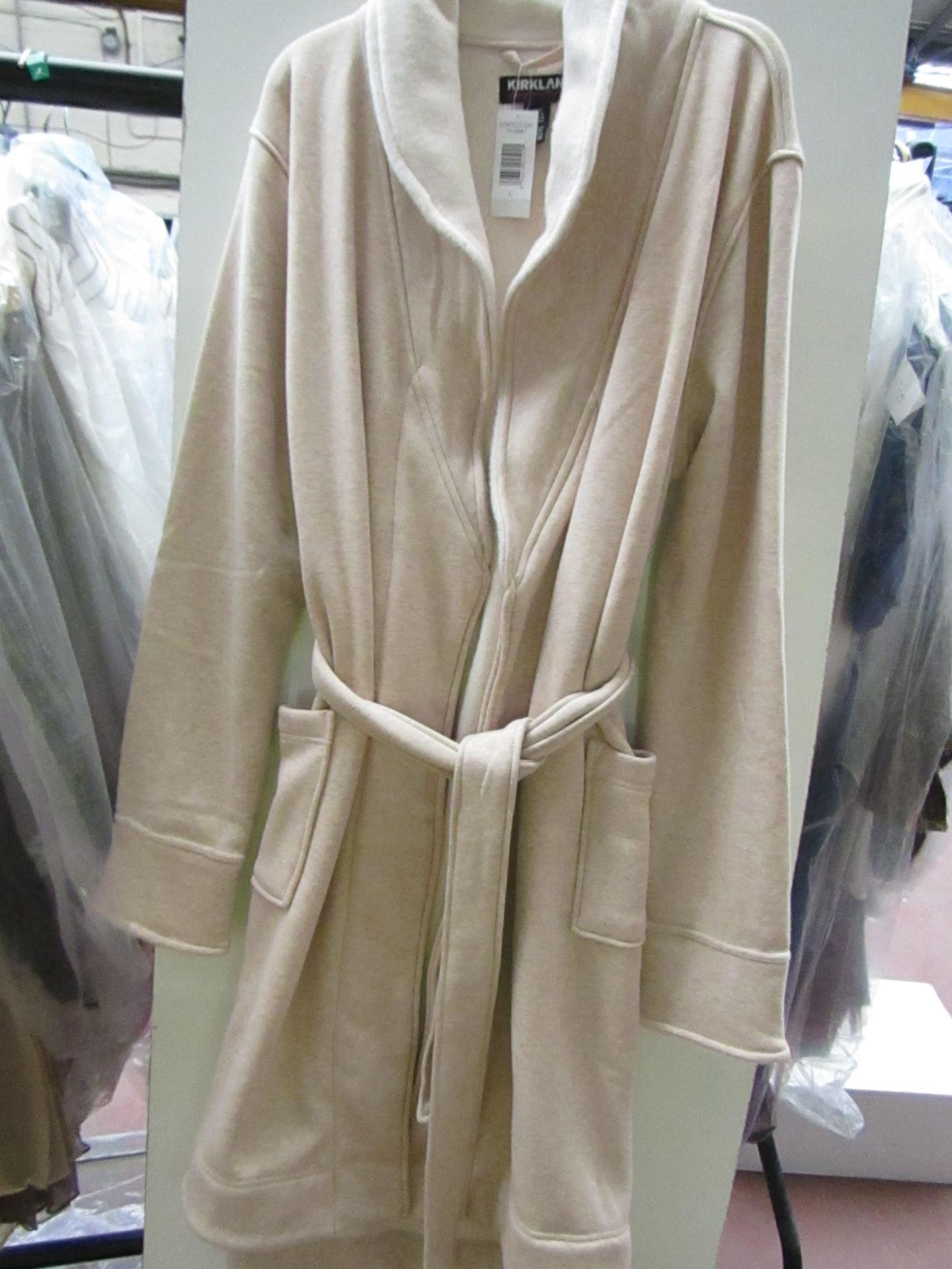 Kirkland Signature Ladies Fleecy Lined Robe Beige Size M New No Tags