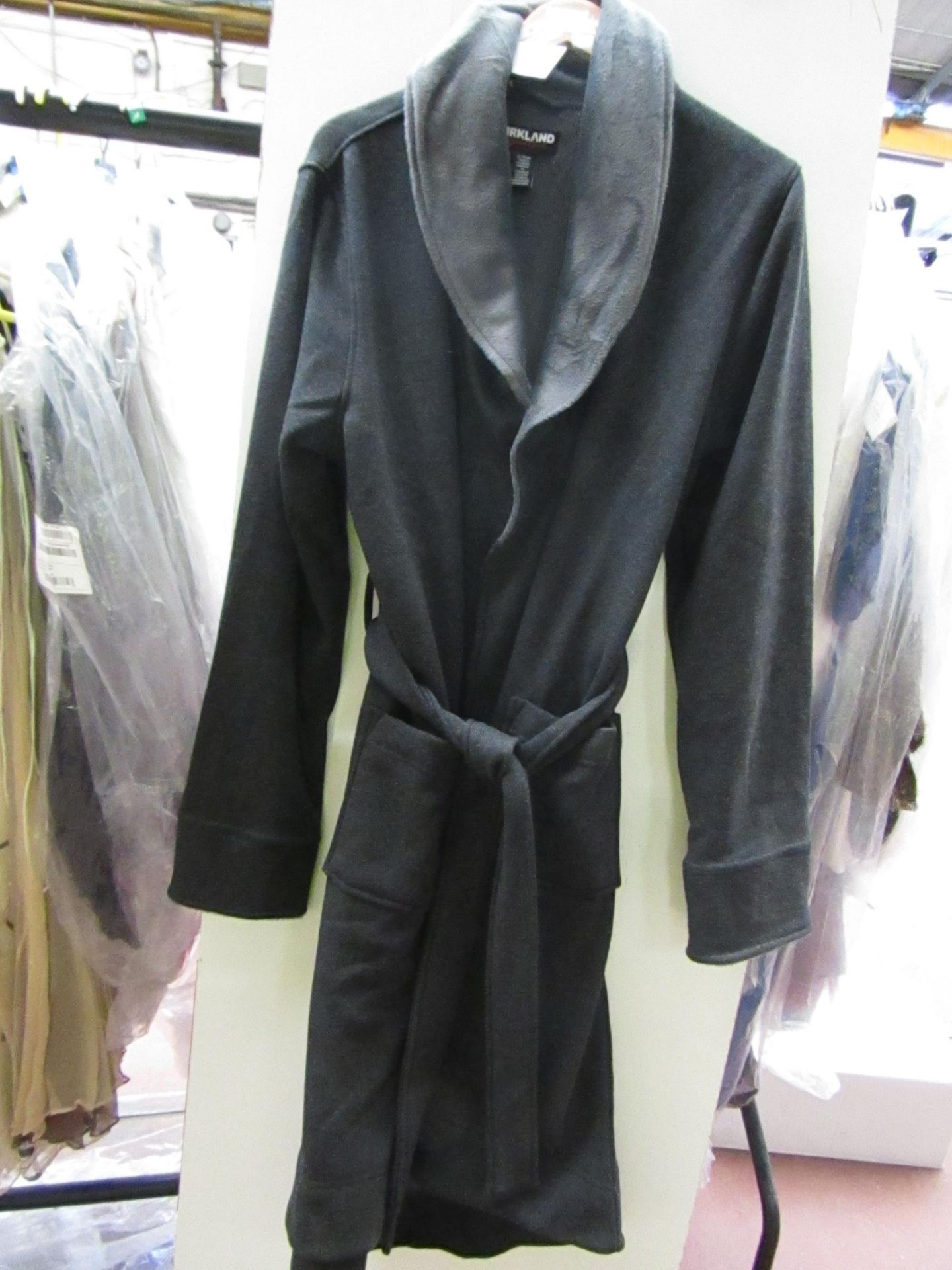 Kirkland Signature Ladies Fleecy Lined Robe Dark Grey Size M New With Tags