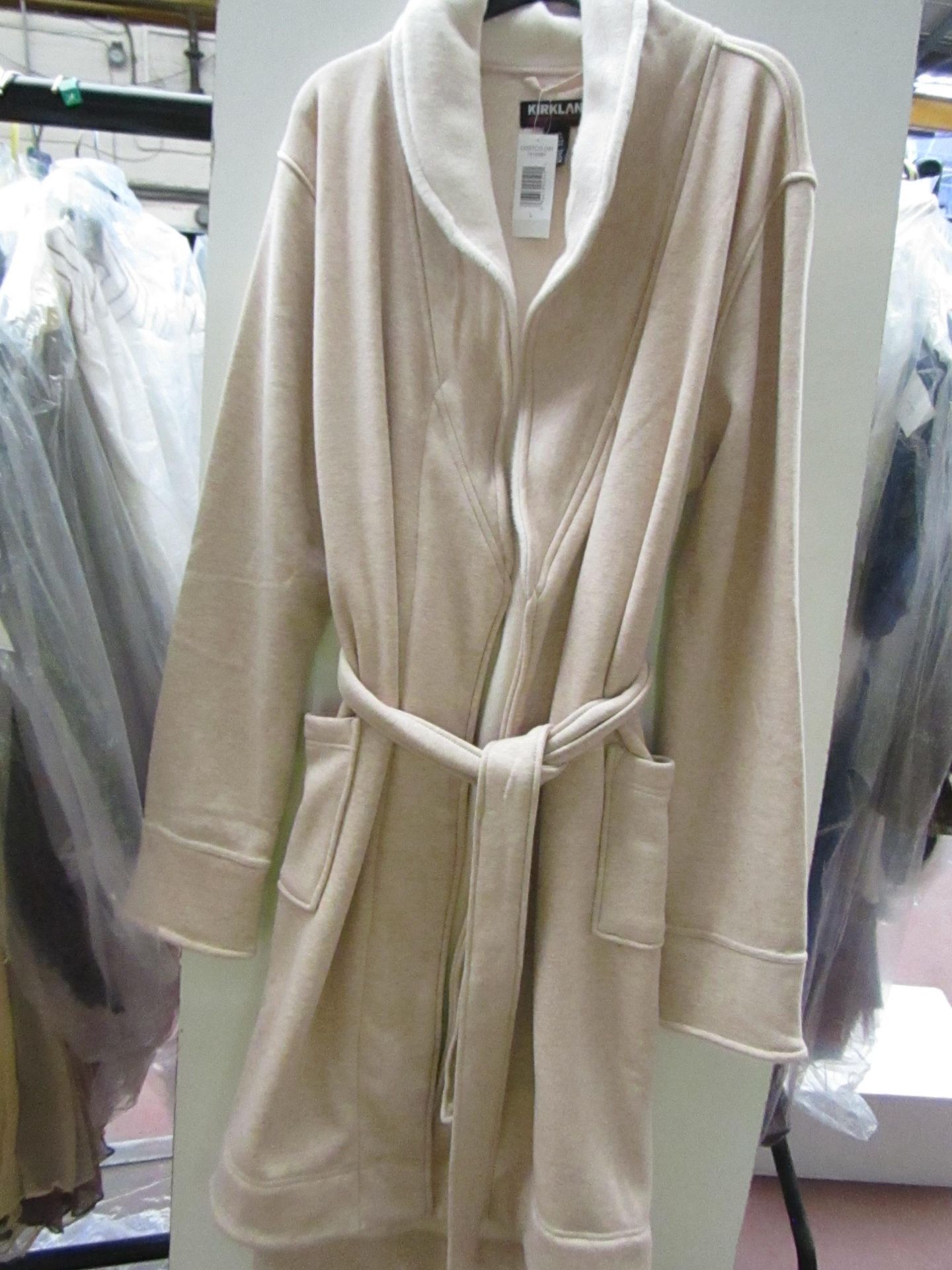 Kirkland Signature Ladies Fleecy Lined Robe Beige Size L New With Tags