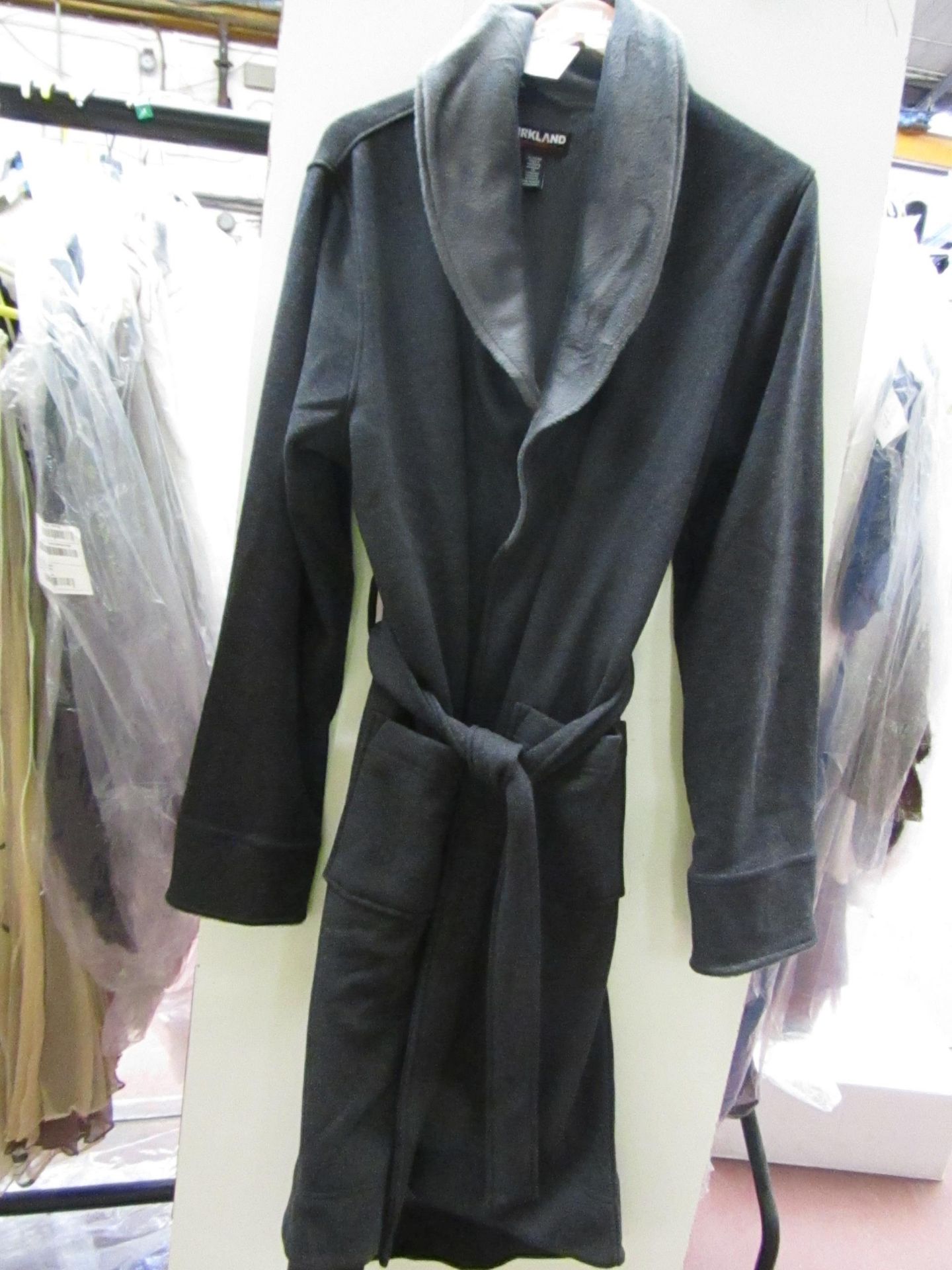 Kirkland Signature Ladies Fleecy Lined Robe Dark Grey Size S New With Tags