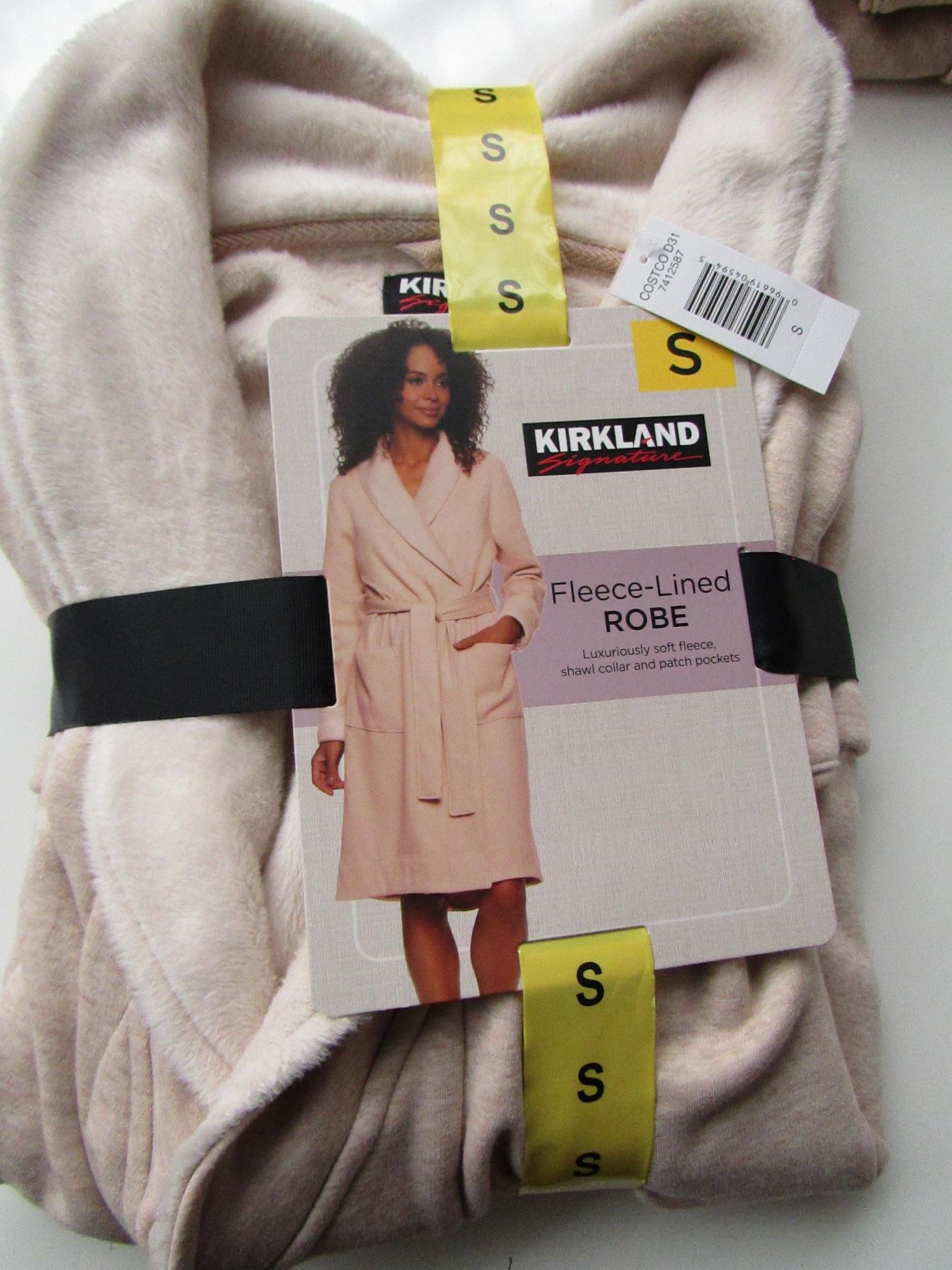 Kirkland Signature Fleece Lined Robe Beige Size S New & Packaged