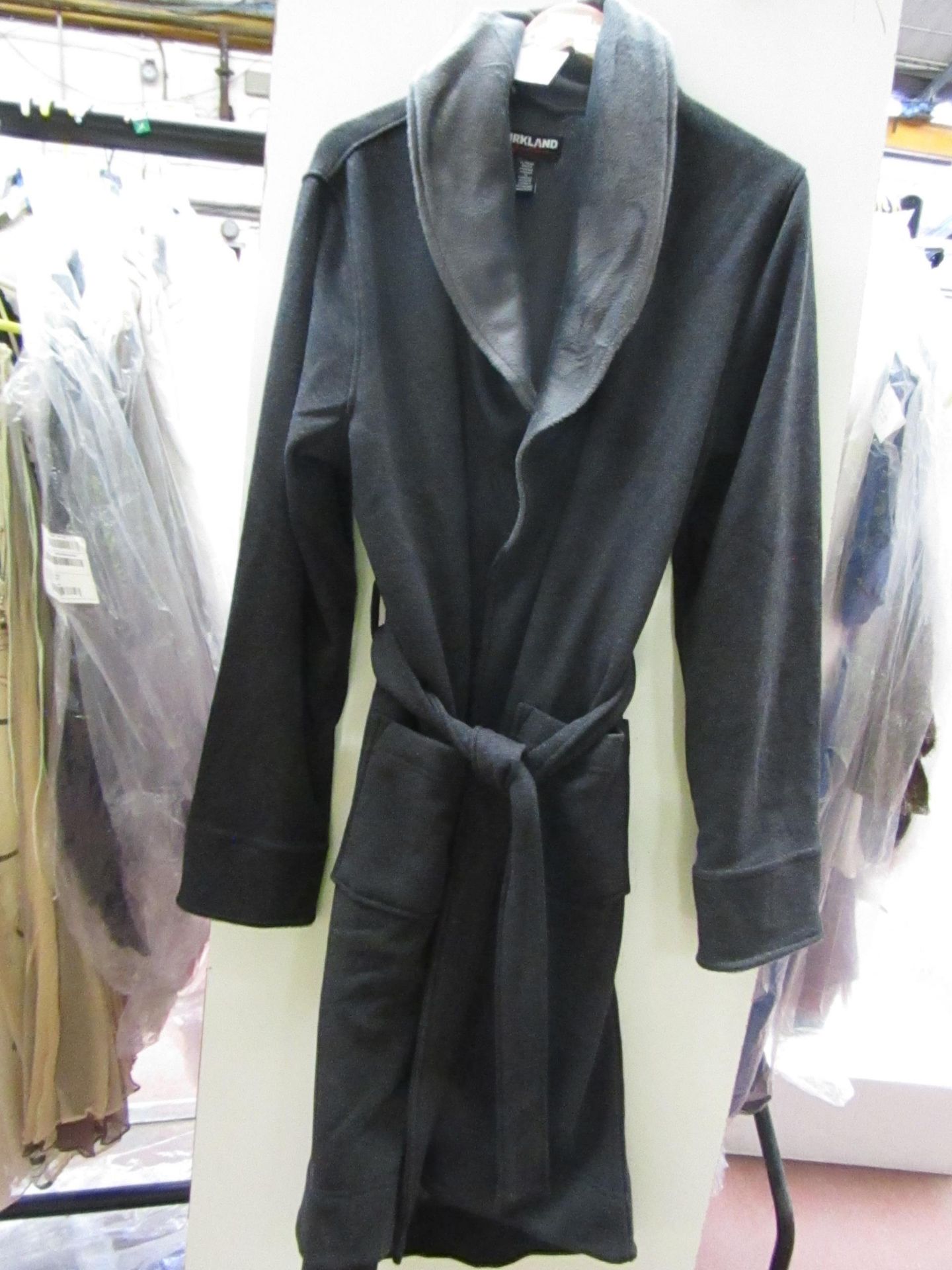 Kirkland Signature Ladies Fleecy Lined Robe Dark Grey Size M New With Tags