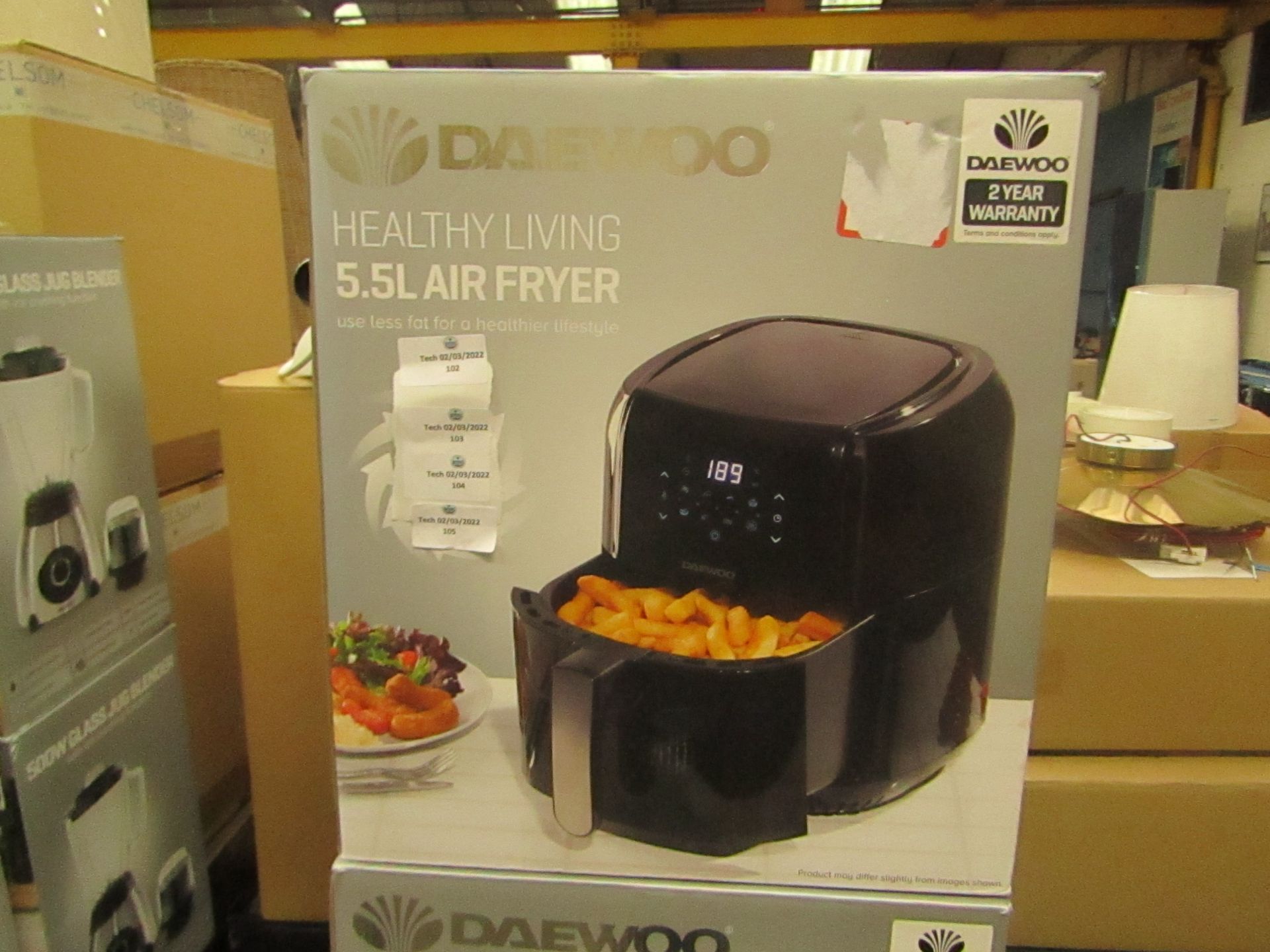 1X Daewoo Healthy Living 5,5L Air Fryer, Item Powers On But We Have Not Tested Any Further, RRP £