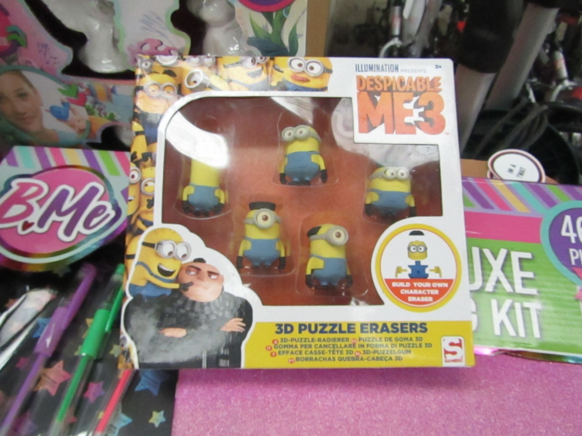 Dispicable Me - 5 Piece 3D Puzzle Erasers - Unused & Boxed.