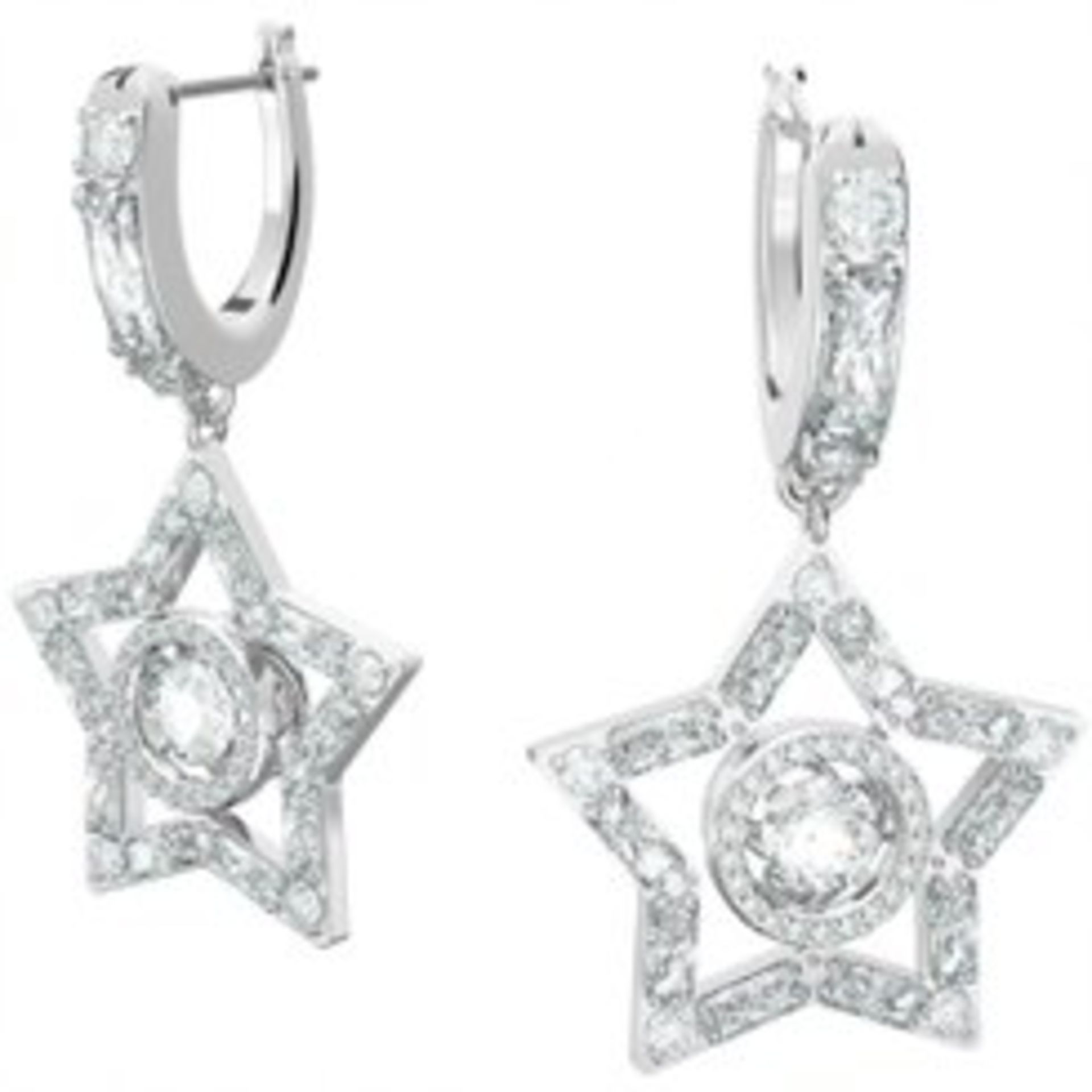 Swarovski 5617767 Silver Coloured Stella Star Cubic Zirconia Drop Earrings, new in presentation