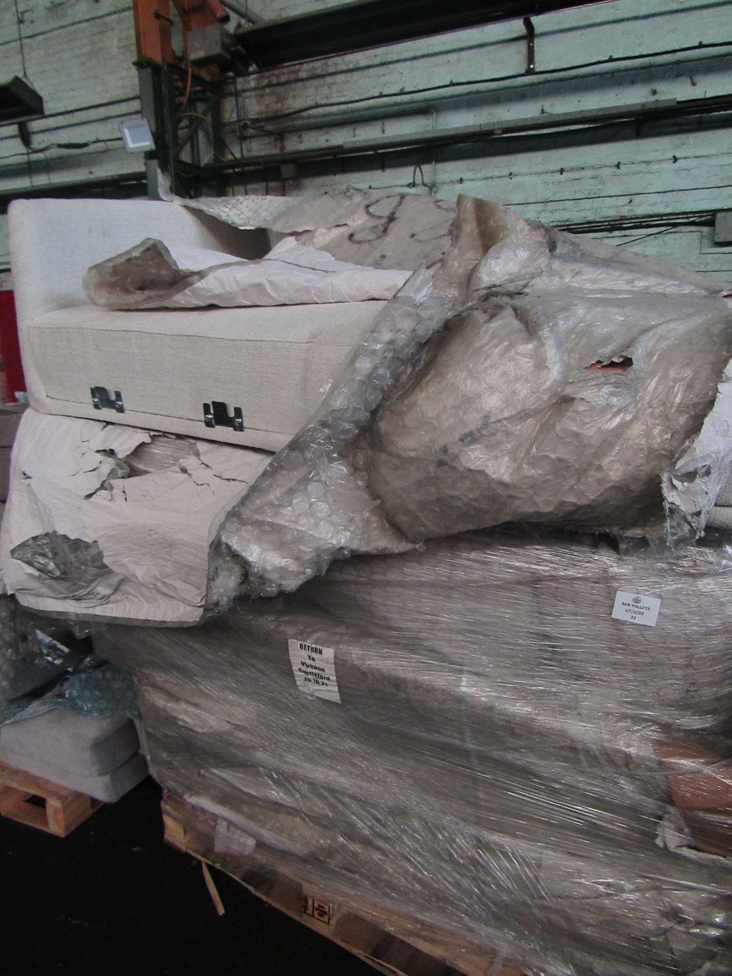 | 1X | PALLET OF FAULTY / MISSING PARTS / DAMAGED CUSTOMER RETURNS VIVENSE SOFA PARTS UNMANIFESTED |
