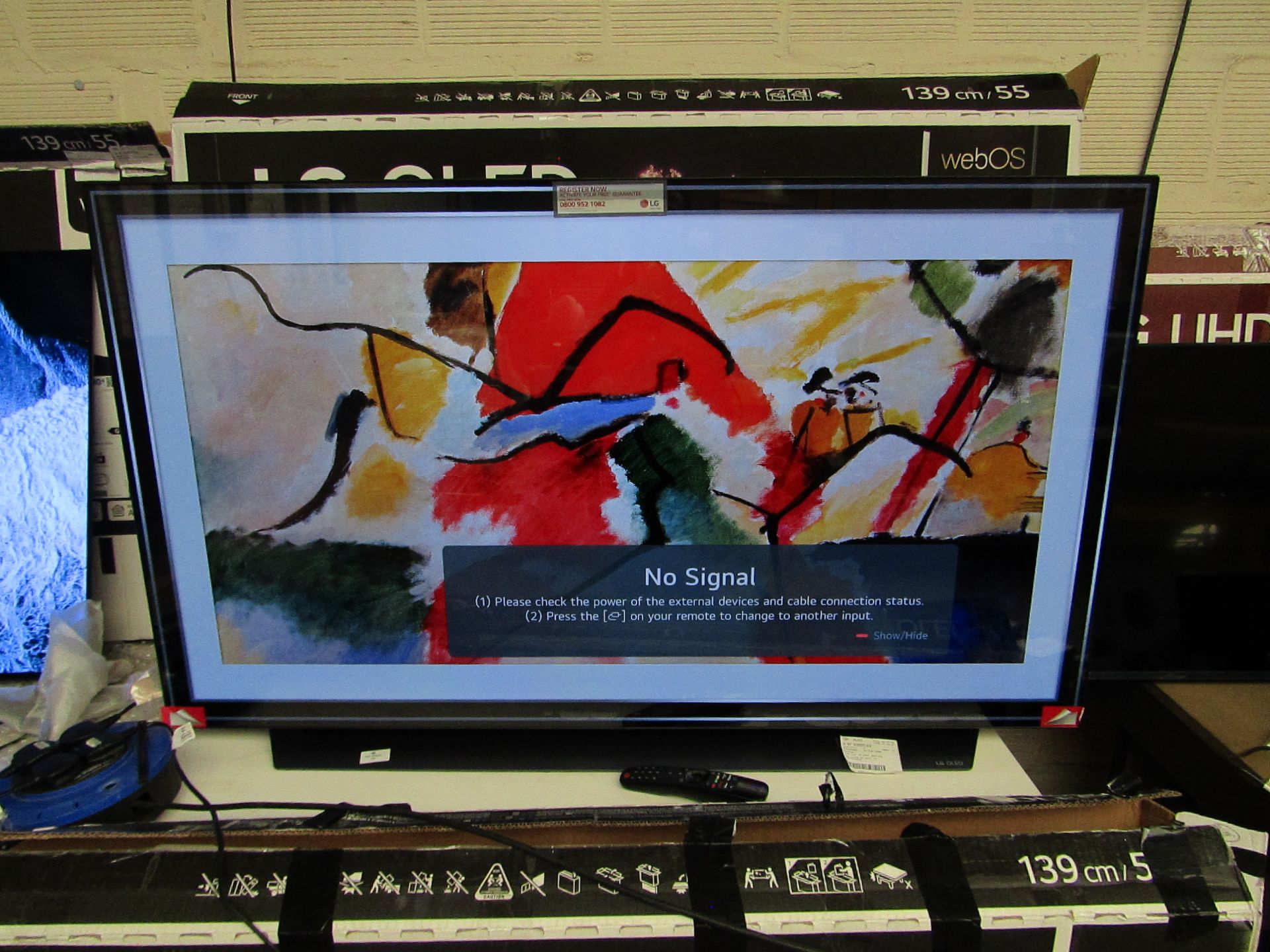 LG 55 OLED55C14LB Tested Working With Box, Remote & Stand However Has No Fixings. RRP 1199.99,