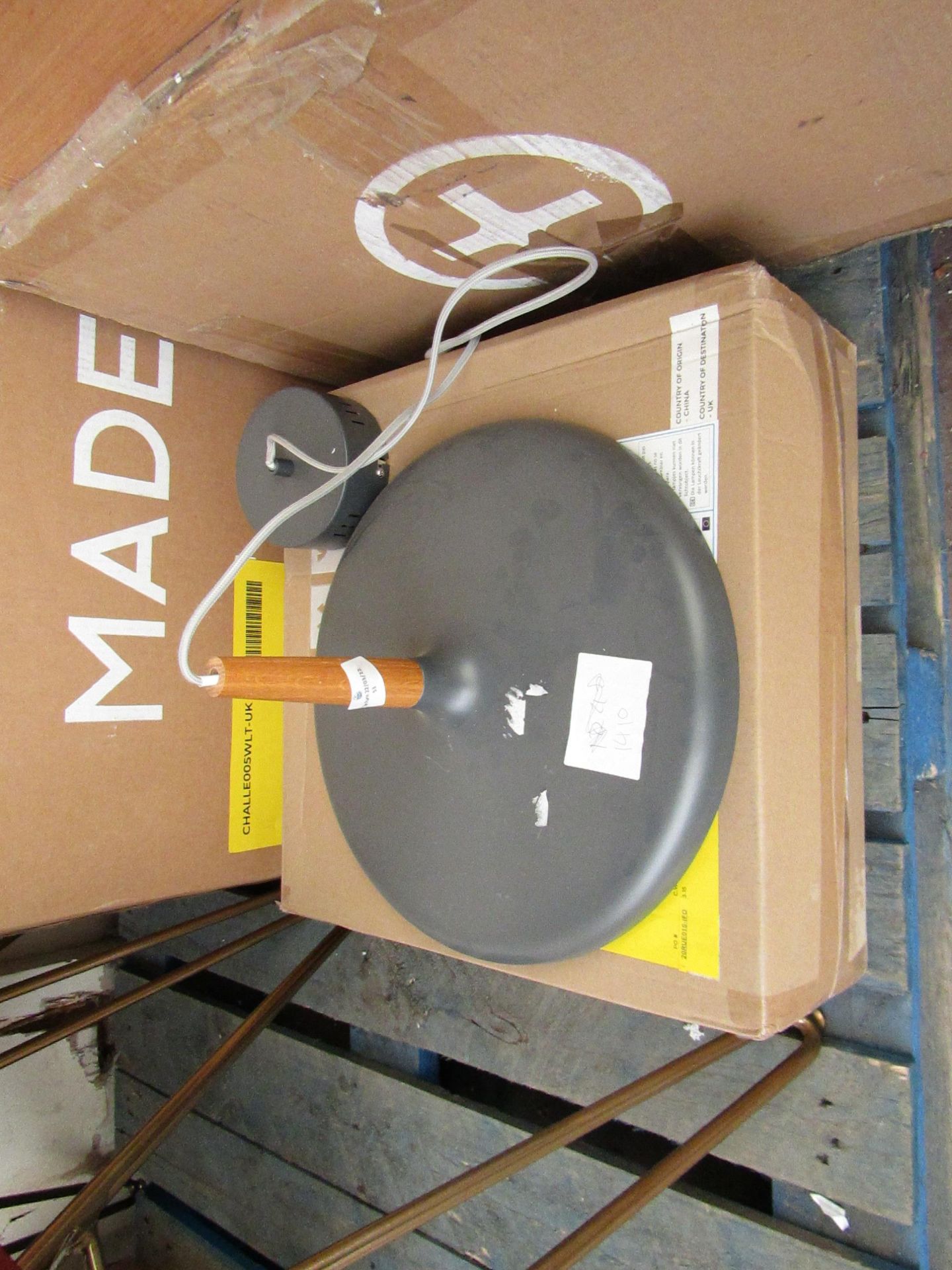 1 x Made.com Tina LED Pendant Lamp Grey RRP £79 SKU MAD-AP-CLPTIN002GRY-UK TOTAL RRP £79 This lot is