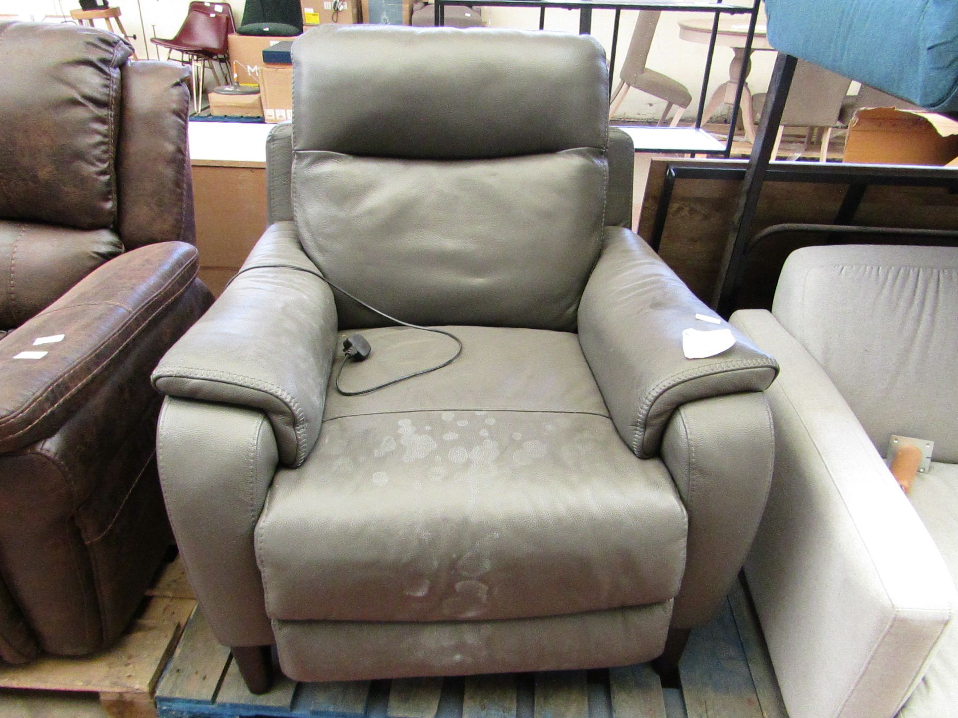 1x Costco Leather Reclining Armchair - Tested Working - Needs a clean