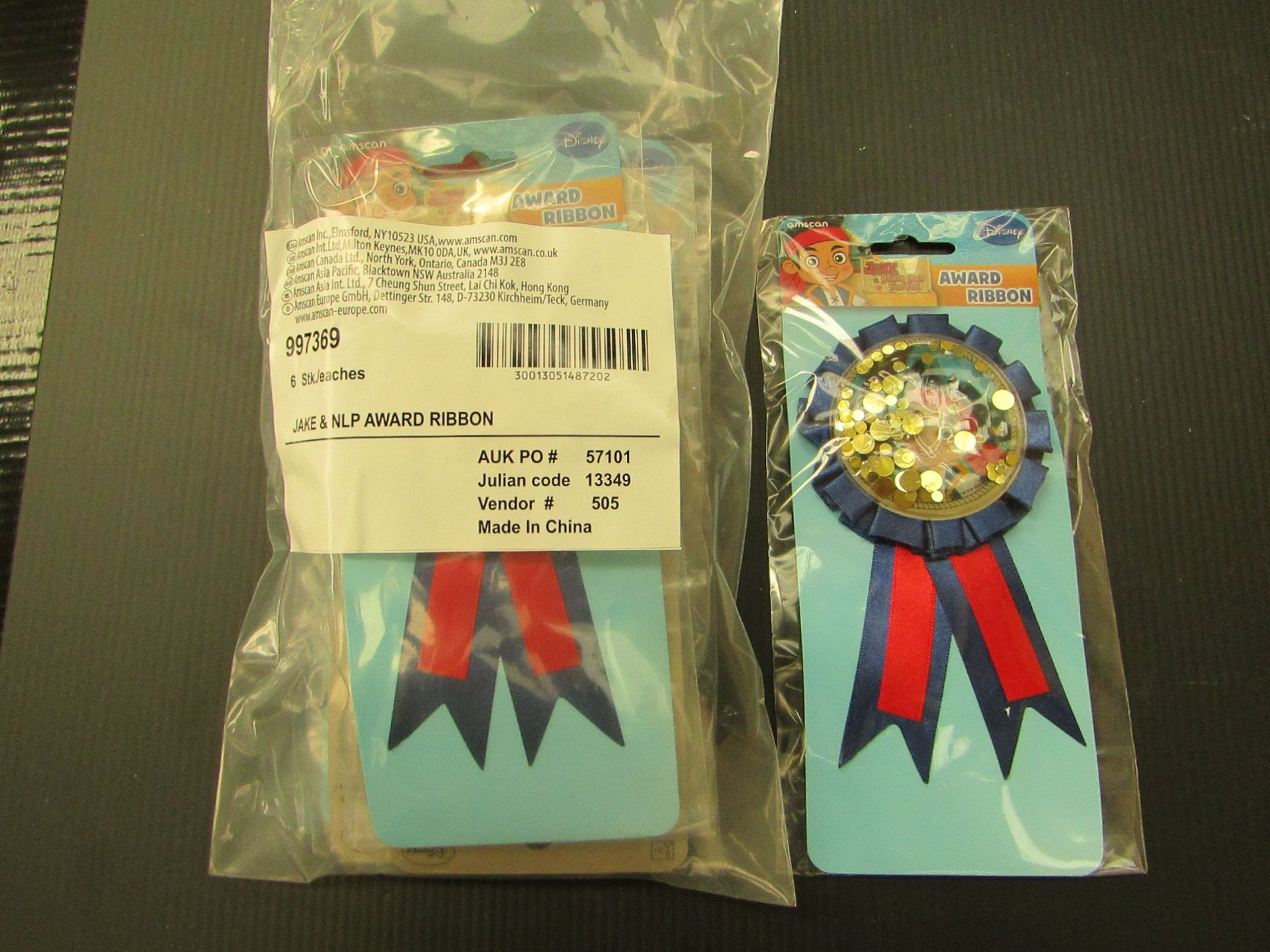 24x Disney - Jake & The Neverland Pirates Award Ribbons ( 4x Packs of 6 ) - RRP £2.19 each New &
