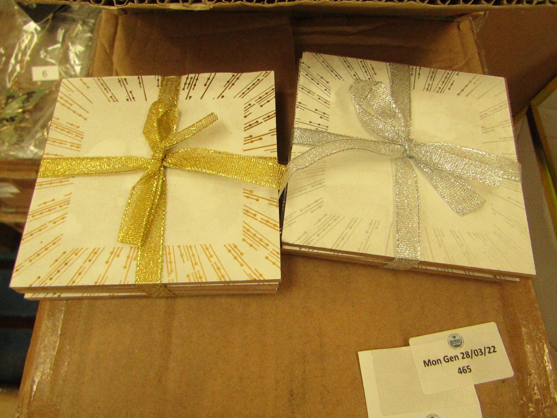6x Boxes Containing : Glitter Coasters - Assortment Of 12+12 Gold & Silver - ( 24 Units Per