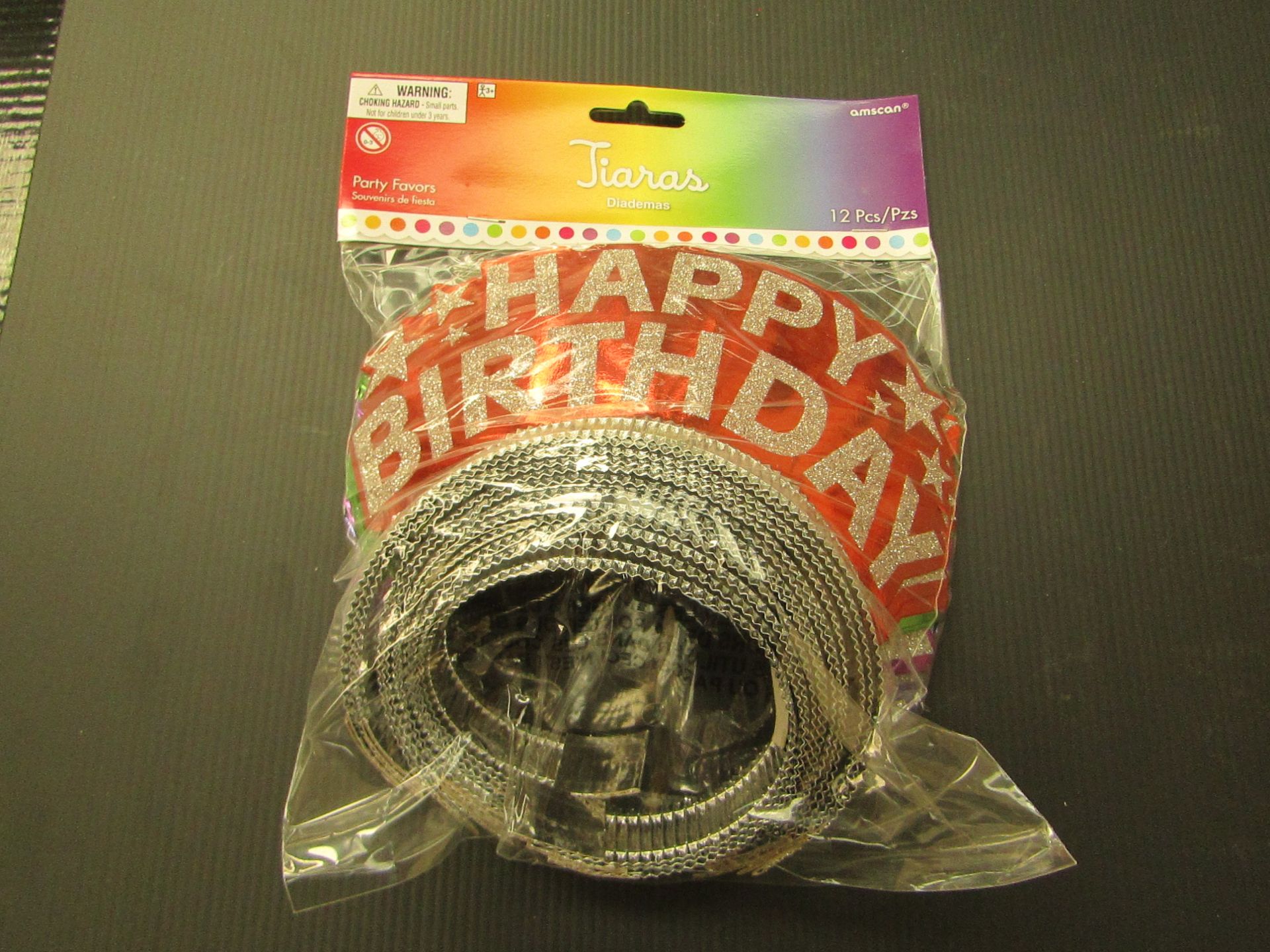 3x Happy Birthday - Tiaras - ( 12 Tiaras Per Pack ) - All New & Packaged.