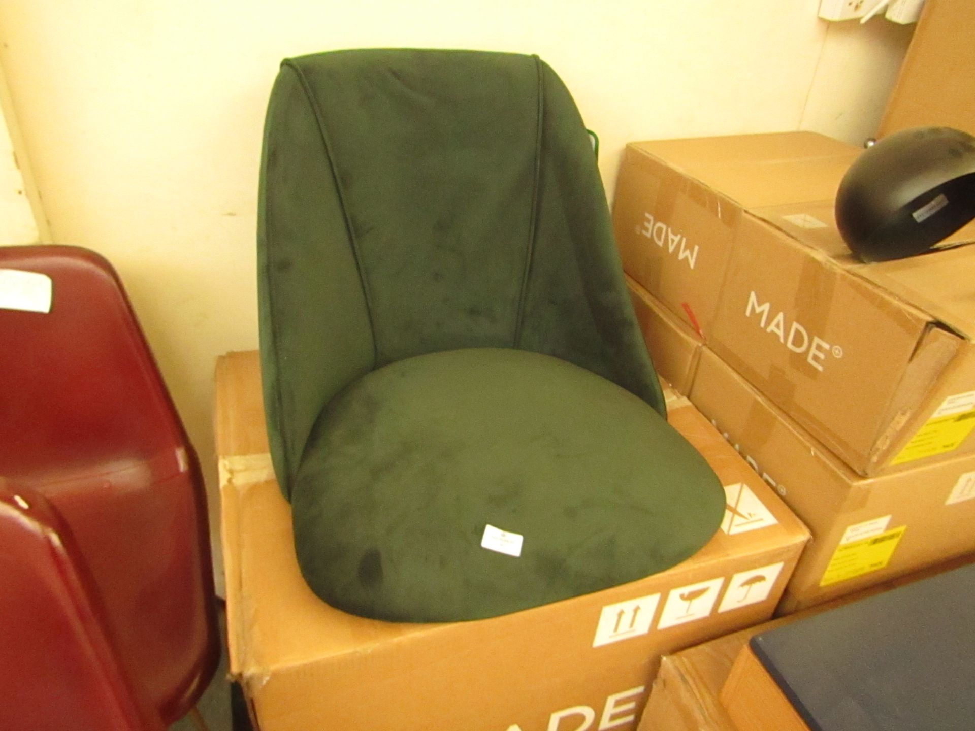 | 1X | MADE.COM SET OF 2 LULE DINING CHAIRS | PINE GREEN VELVET | UNCHECKED & BOXED | RRP £275 |