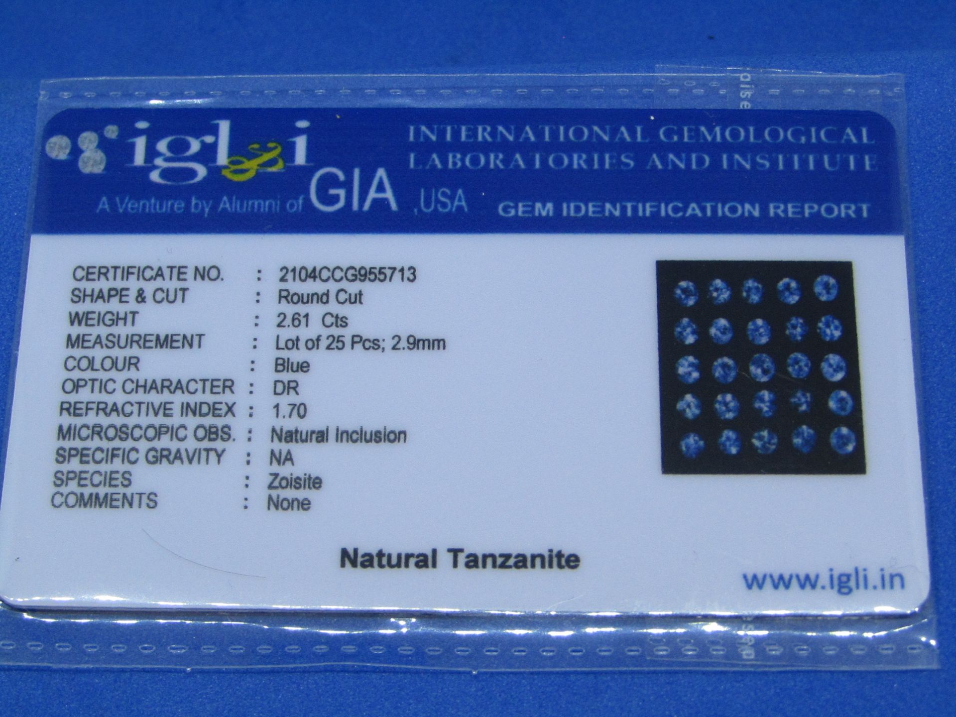 **No Buyers Commission on this lot ** IGL&I CertifiedÿNatural Tanzanite - 25 Pieces - 2.61 - Image 2 of 2