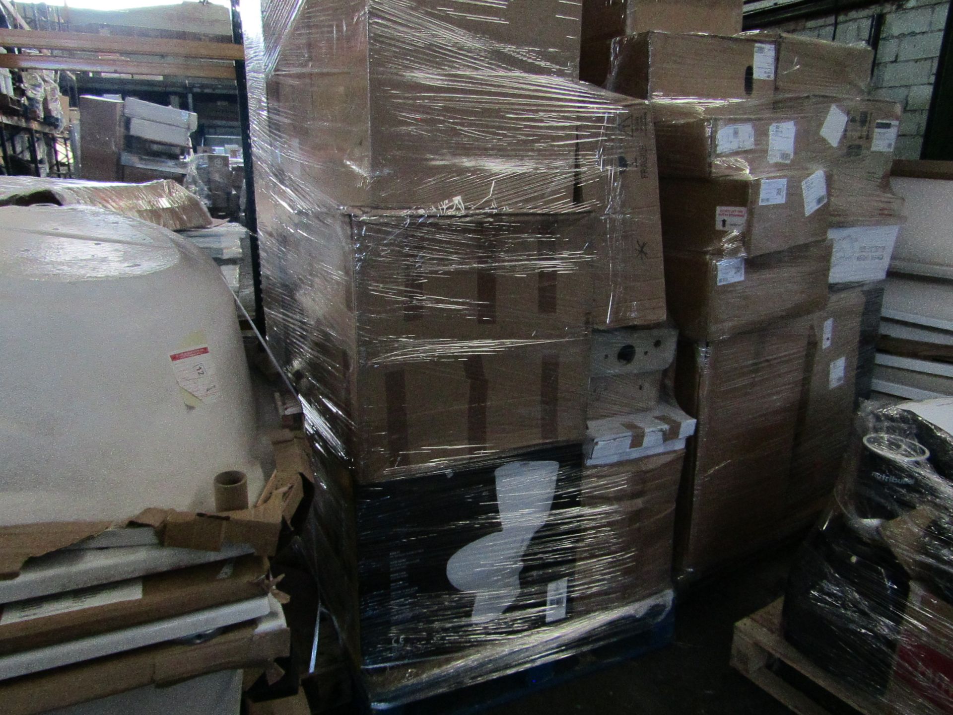 PALLET OF VARIOUS BATHROOM UNITS. ALL UNCHECKED