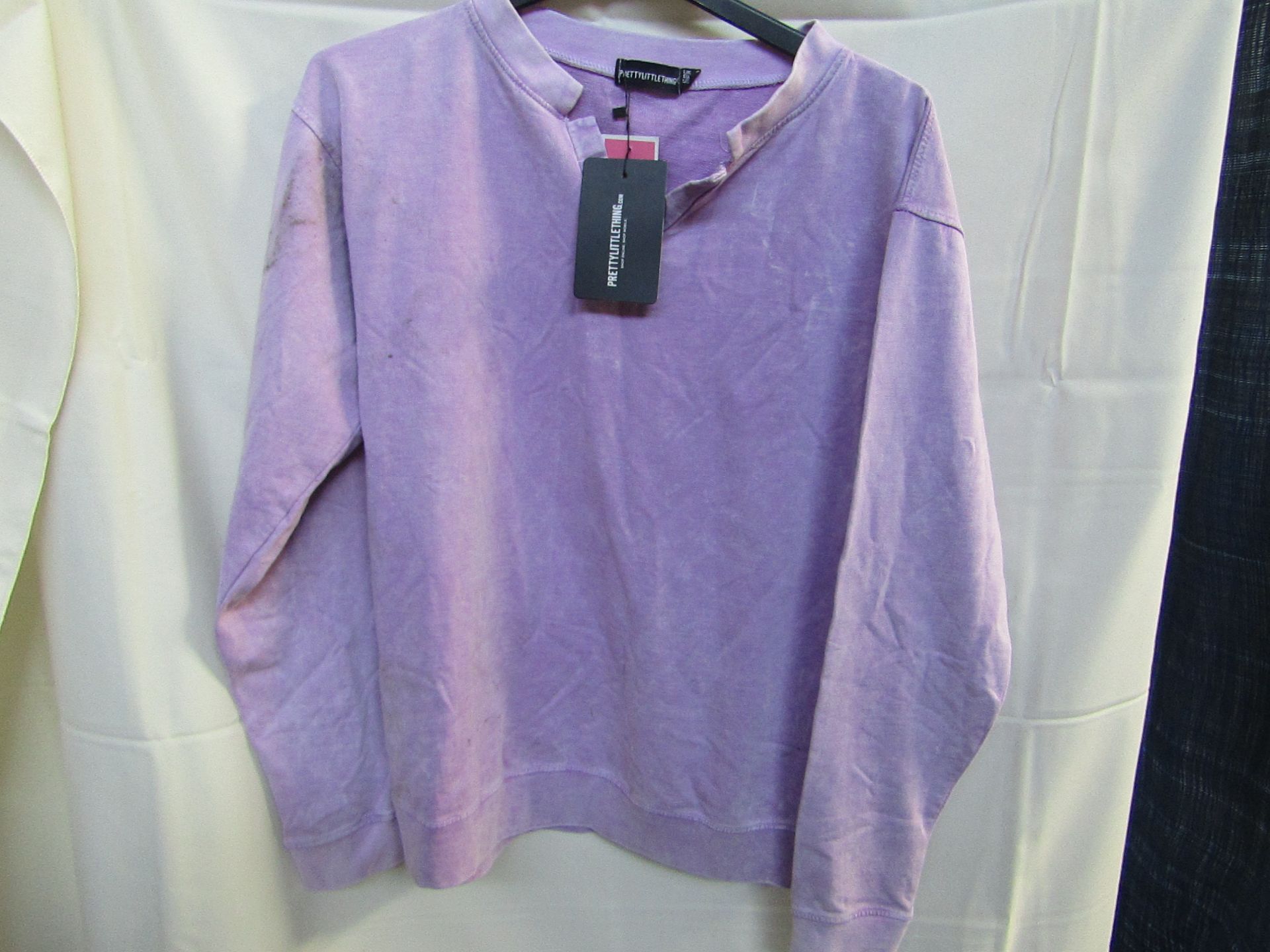 Pretty Little things v neck Acid washed sweat shirt, size 8, sample