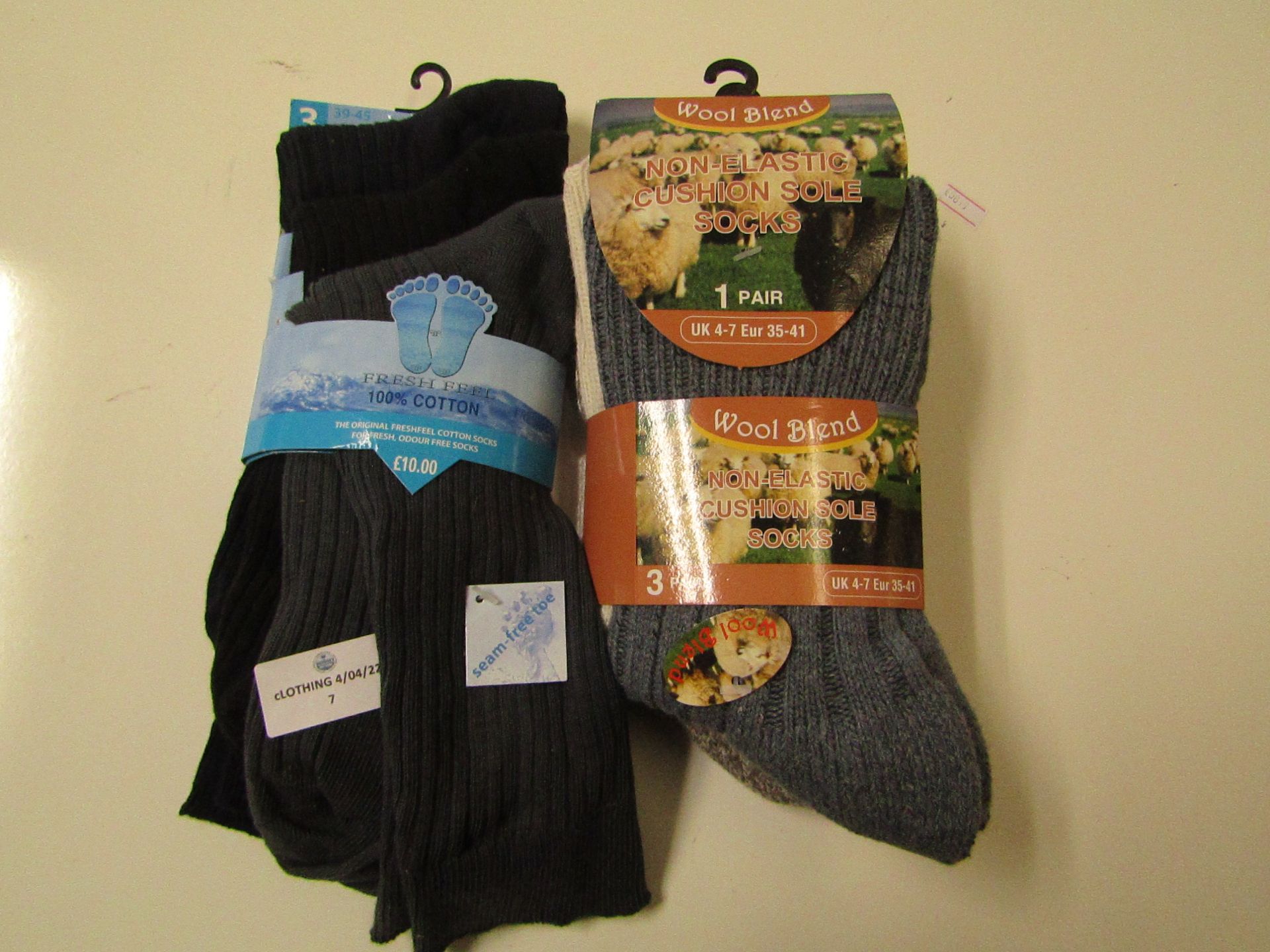 6 X Pairs of Various Socks Size Ladies Wool Socks 4-7 & Mens 6-11 All New & Packaged