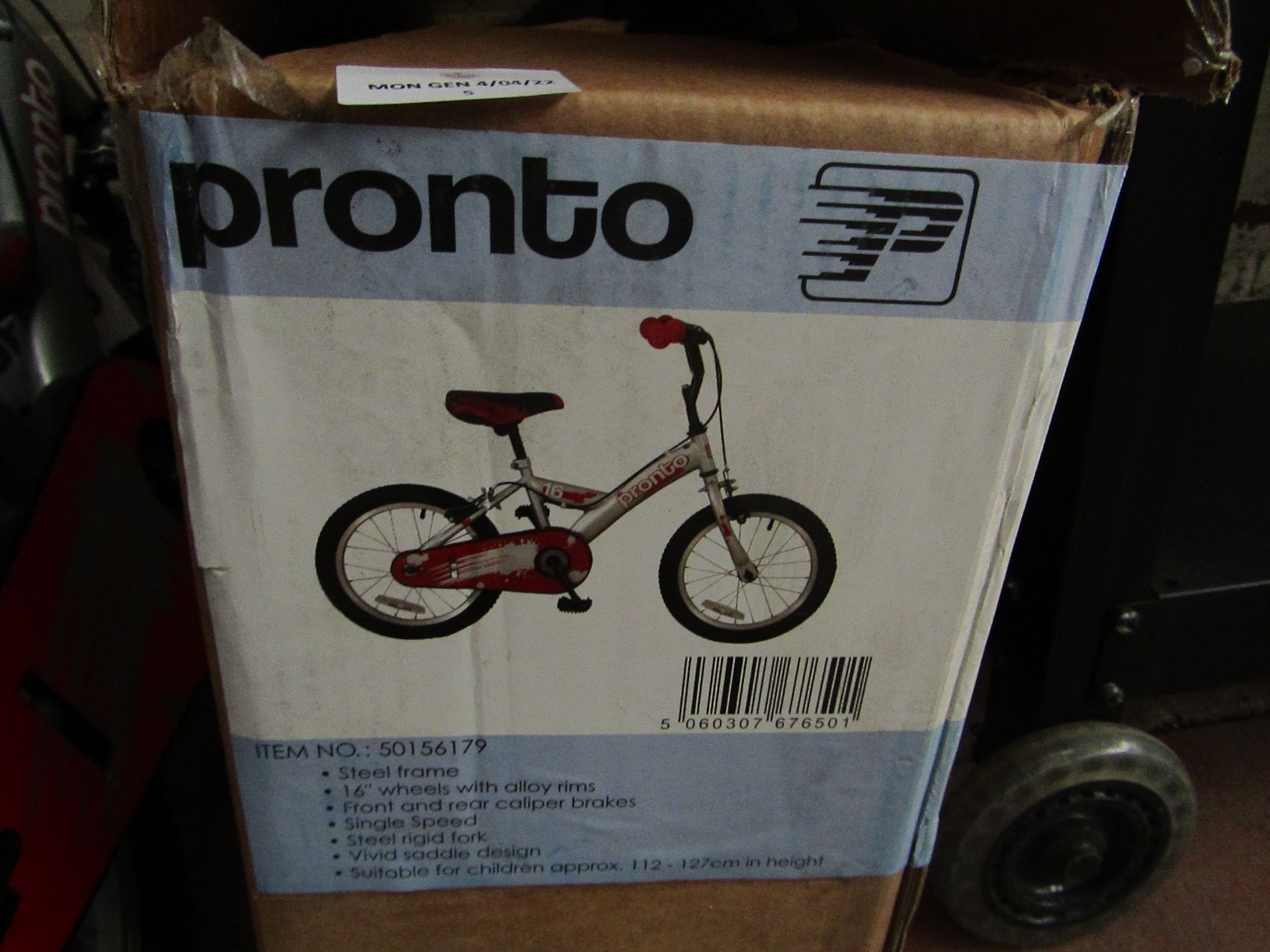 | 1X | PRONTO 16 INCH CHILDREN BICYCLE | USED CONDITION UNCHECKED & BOXED | NO ONLINE RESALE | SKU -